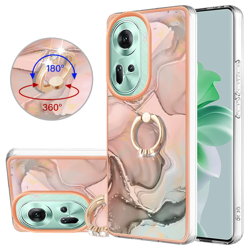 YB IMD Series-17 Style-E For Oppo Reno11 5G (Global) Kickstand Case 2.0mm TPU Phone Shell - Pink