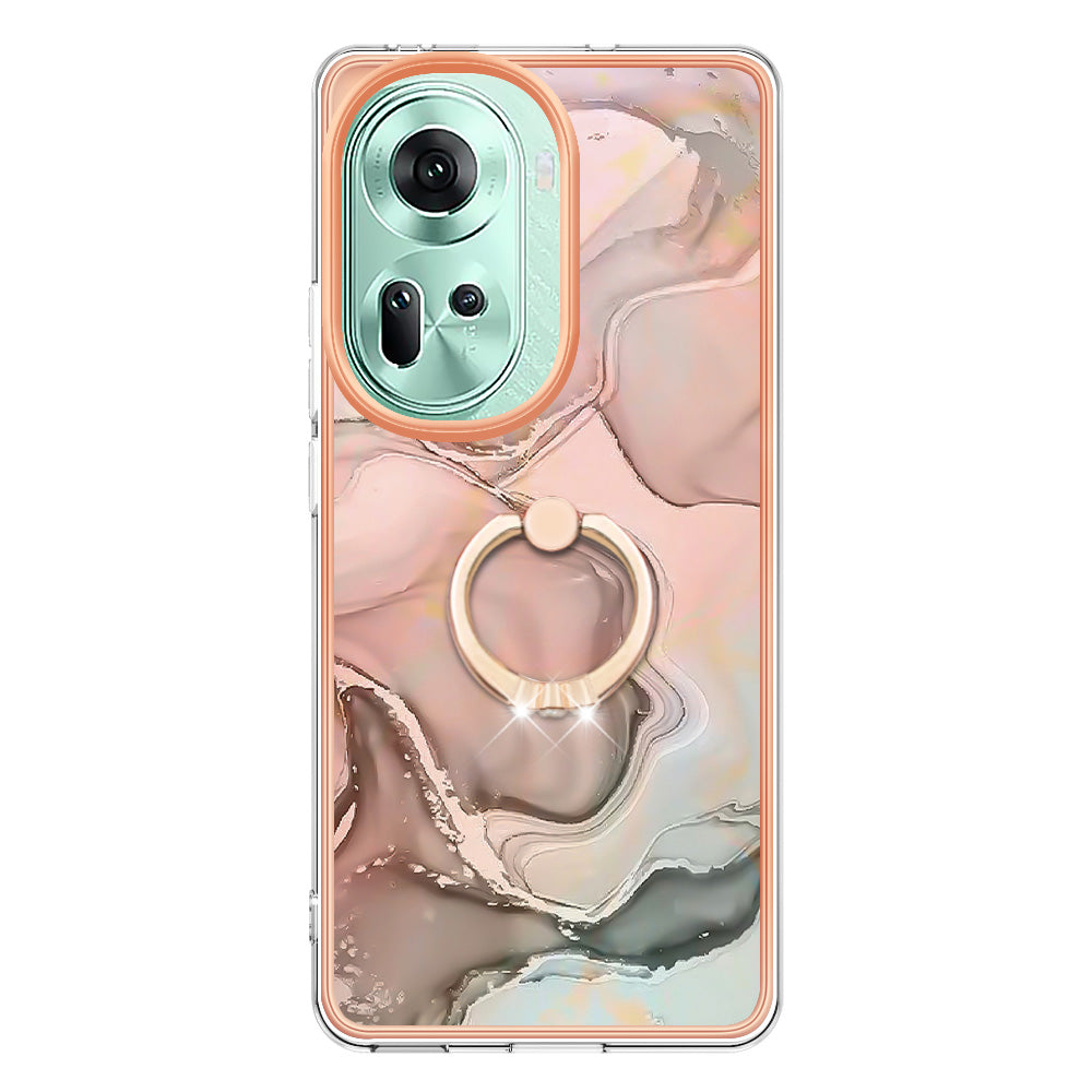 YB IMD Series-17 Style-E For Oppo Reno11 5G (Global) Kickstand Case 2.0mm TPU Phone Shell - Pink