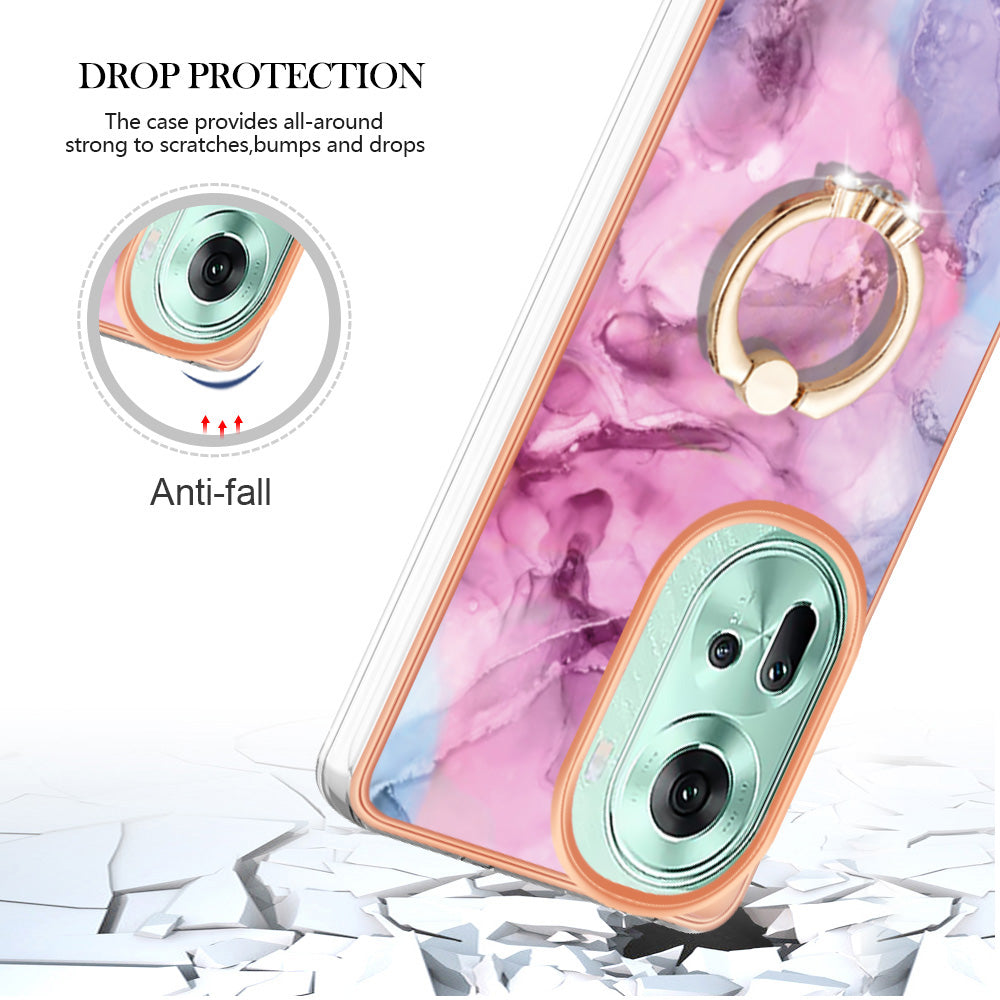 YB IMD Series-17 Style-E For Oppo Reno11 5G (Global) Kickstand Case 2.0mm TPU Phone Shell - Rose