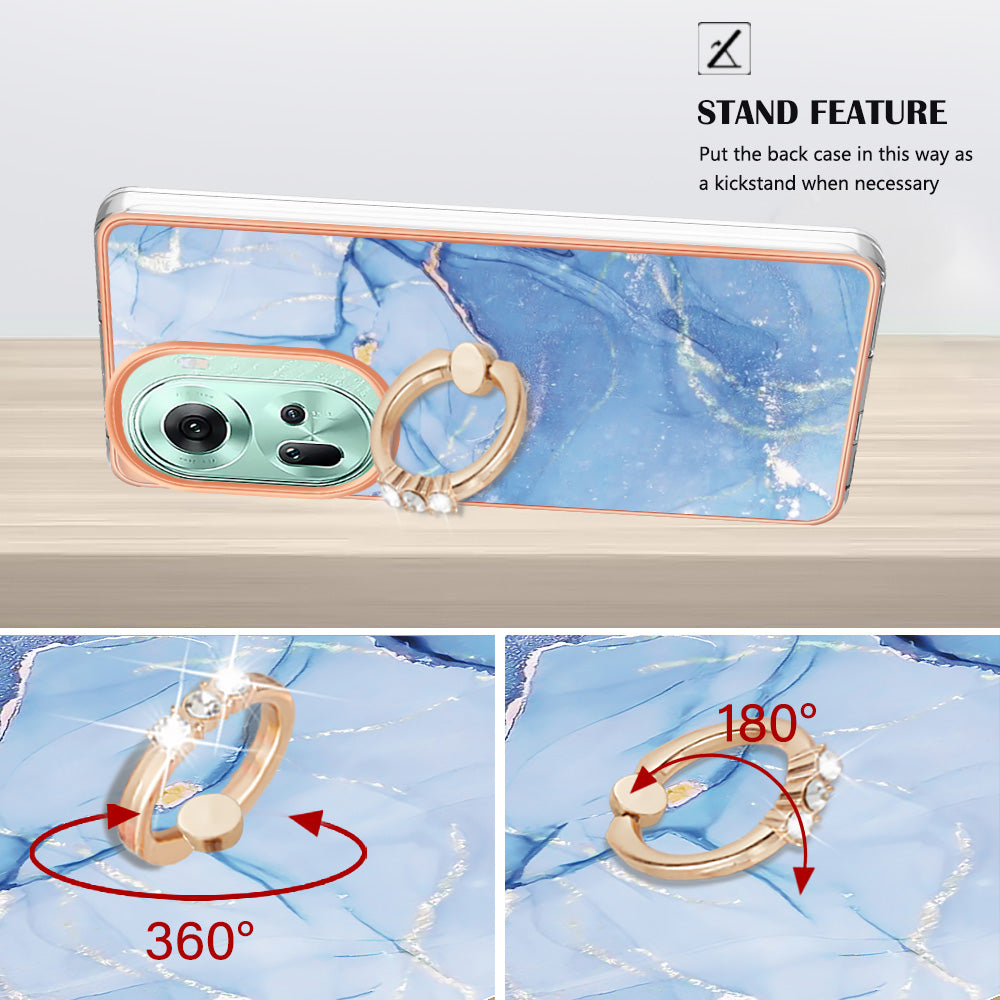 YB IMD Series-17 Style-E For Oppo Reno11 5G (Global) Kickstand Case 2.0mm TPU Phone Shell - Blue