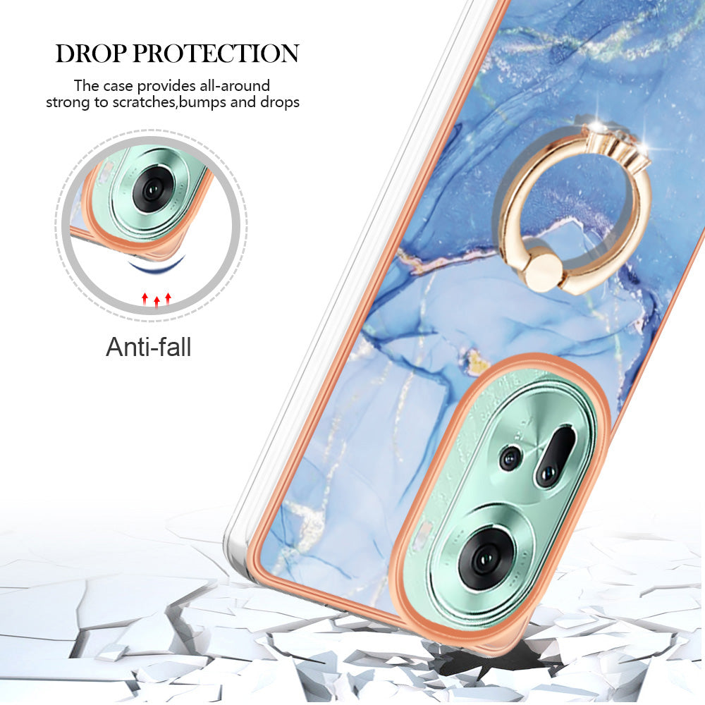 YB IMD Series-17 Style-E For Oppo Reno11 5G (Global) Kickstand Case 2.0mm TPU Phone Shell - Blue