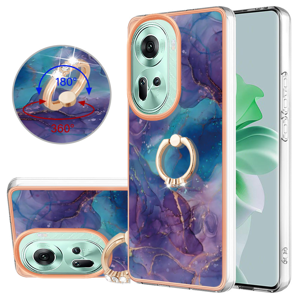 YB IMD Series-17 Style-E For Oppo Reno11 5G (Global) Kickstand Case 2.0mm TPU Phone Shell - Purple