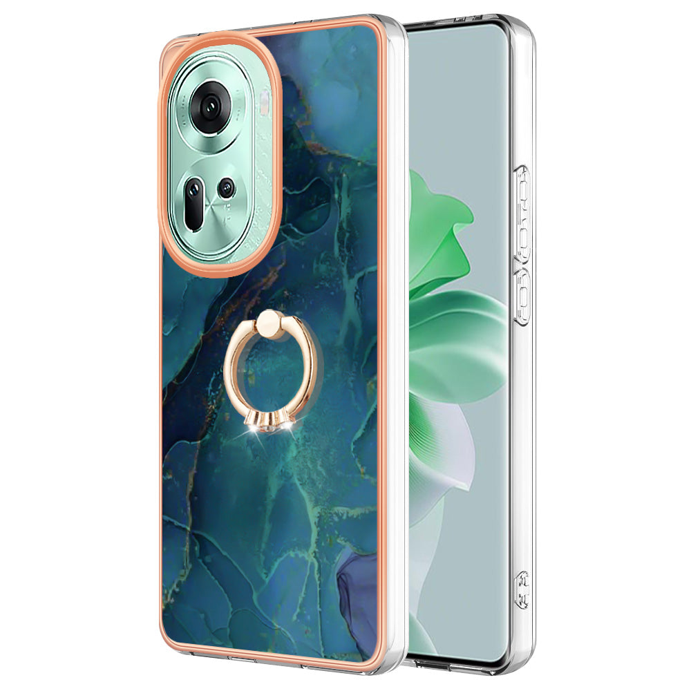 YB IMD Series-17 Style-E For Oppo Reno11 5G (Global) Kickstand Case 2.0mm TPU Phone Shell - Green