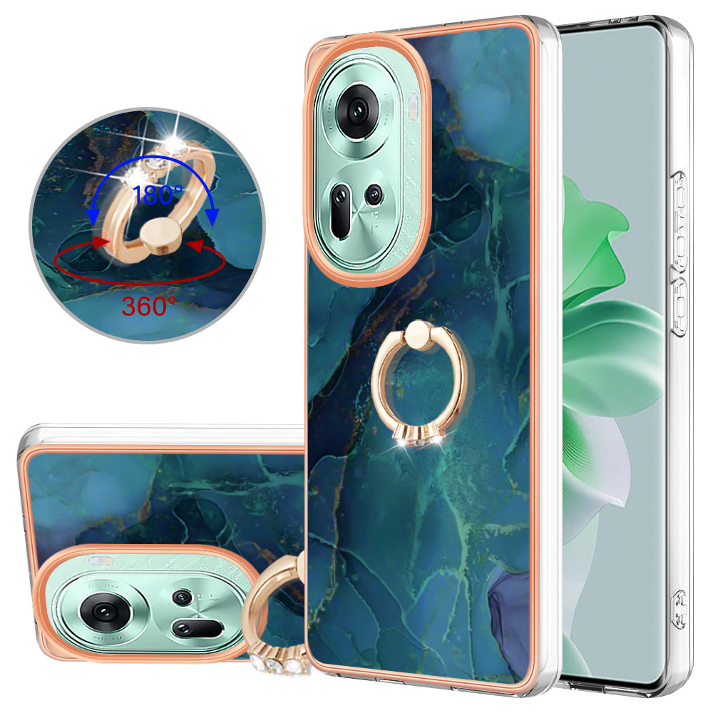 YB IMD Series-17 Style-E For Oppo Reno11 5G (Global) Kickstand Case 2.0mm TPU Phone Shell - Green