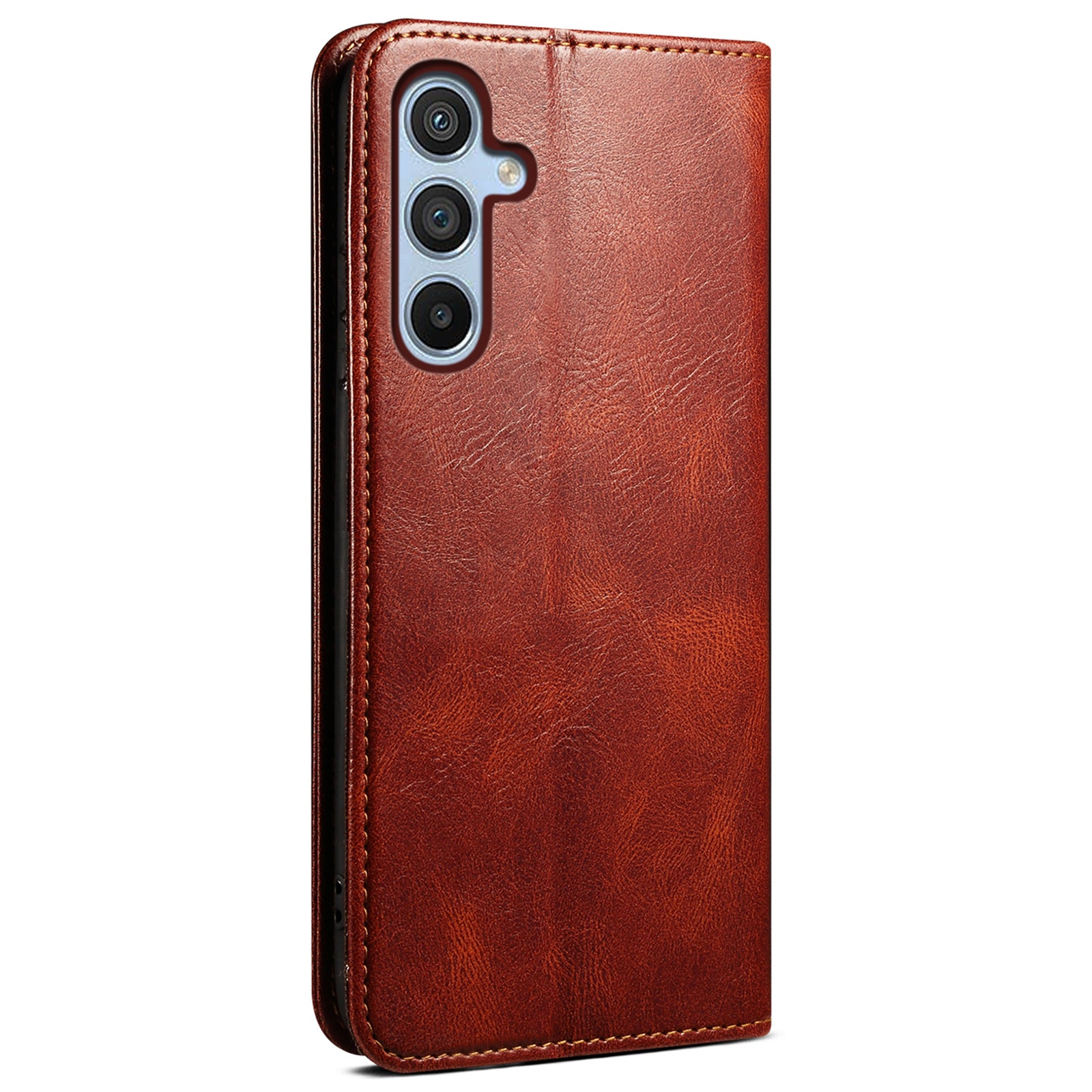 For Samsung Galaxy M15 5G / F15 5G Case Crazy Horse Texture Leather Flip Wallet Phone Cover - Brown