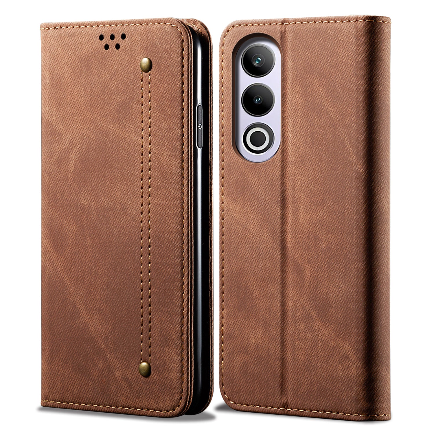 For OnePlus Nord CE4 5G / Ace 3V 5G Case Bump Proof Leather+TPU Stand View Phone Cover - Coffee