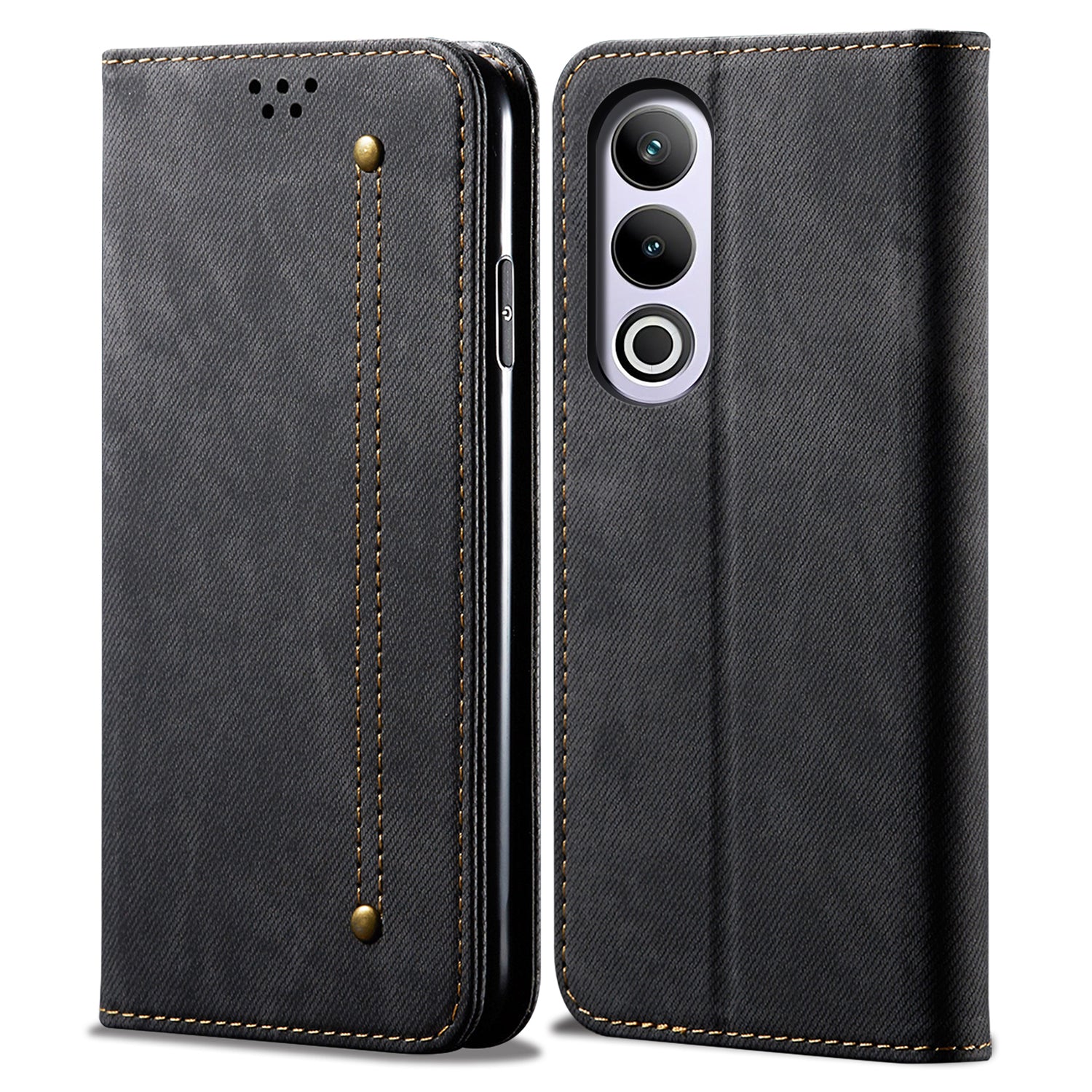 For OnePlus Nord CE4 5G / Ace 3V 5G Case Bump Proof Leather+TPU Stand View Phone Cover - Black