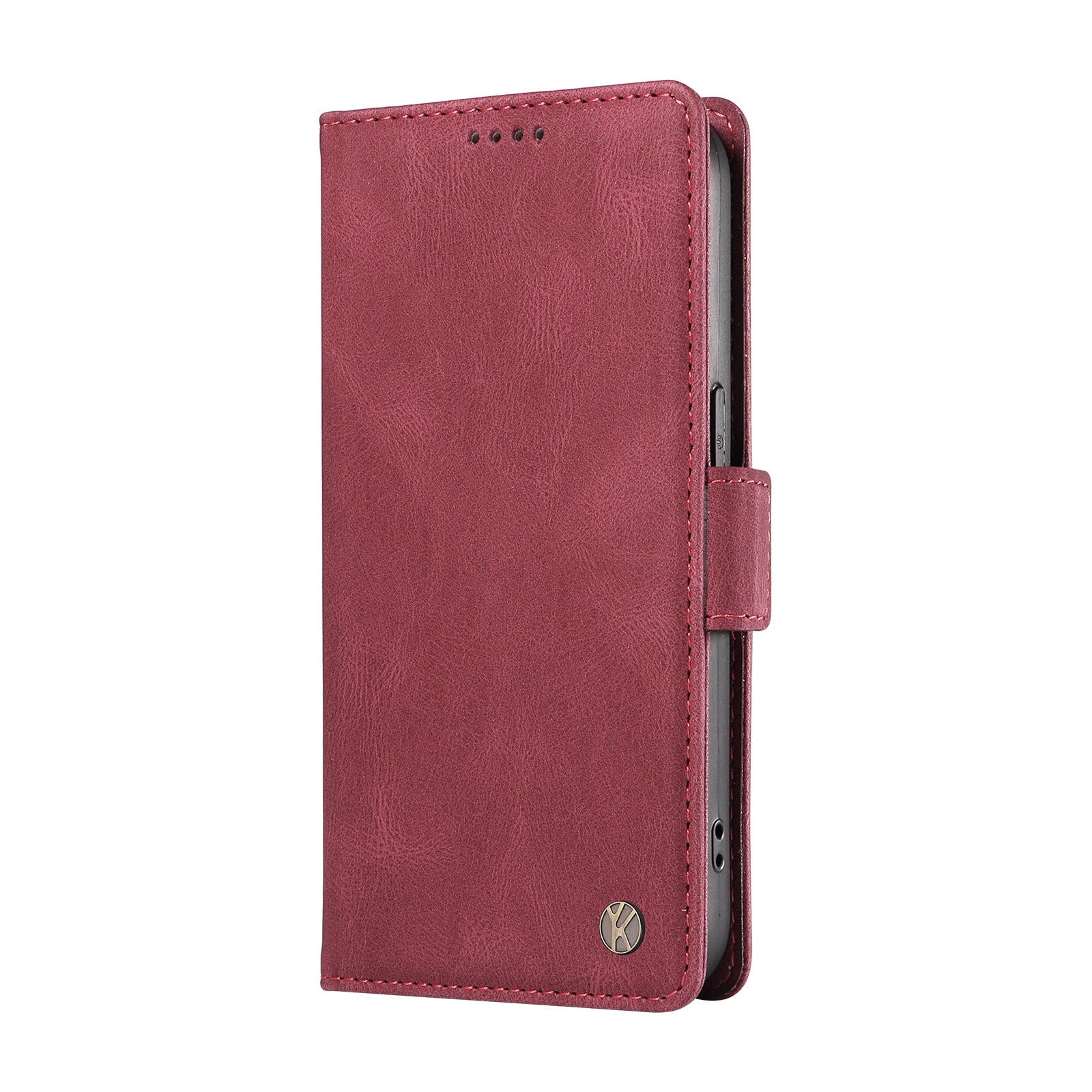 YIKATU YK-005 For Motorola Moto G04 4G / G24 4G Case Soft Skin-touch Leather Stand Phone Cover - Wine Red