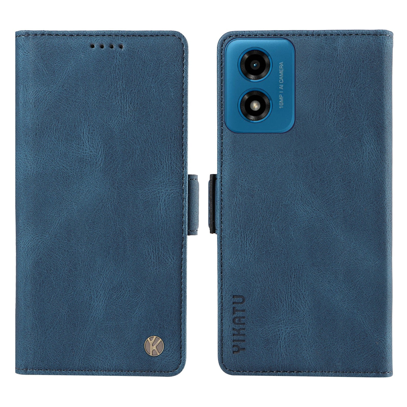 YIKATU YK-005 For Motorola Moto G04 4G / G24 4G Case Soft Skin-touch Leather Stand Phone Cover - Blue