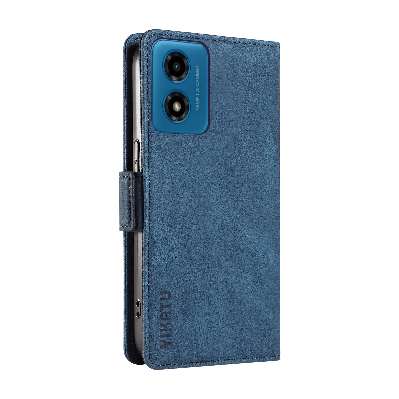 YIKATU YK-005 For Motorola Moto G04 4G / G24 4G Case Soft Skin-touch Leather Stand Phone Cover - Blue