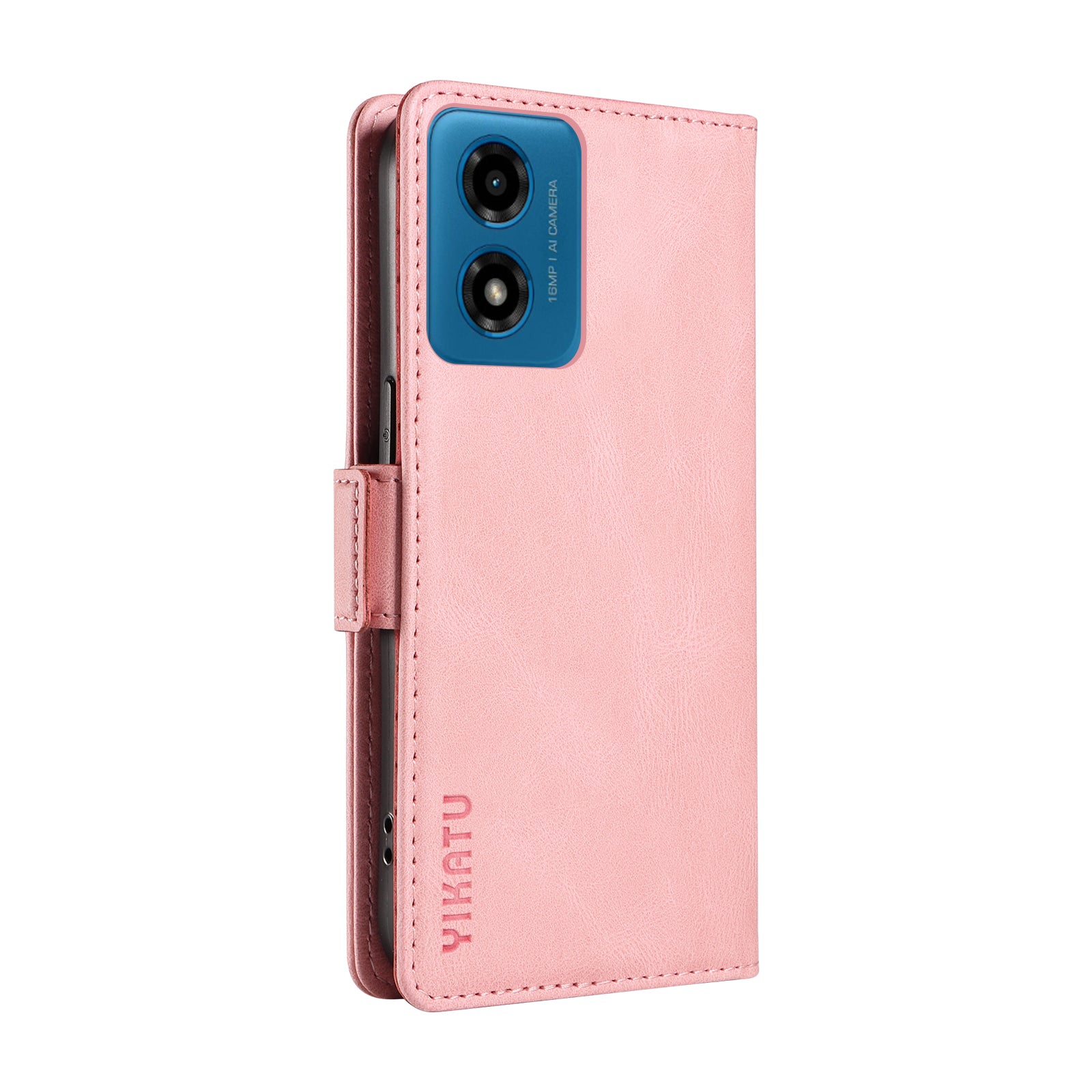 YIKATU YK-005 For Motorola Moto G04 4G / G24 4G Case Soft Skin-touch Leather Stand Phone Cover - Pink