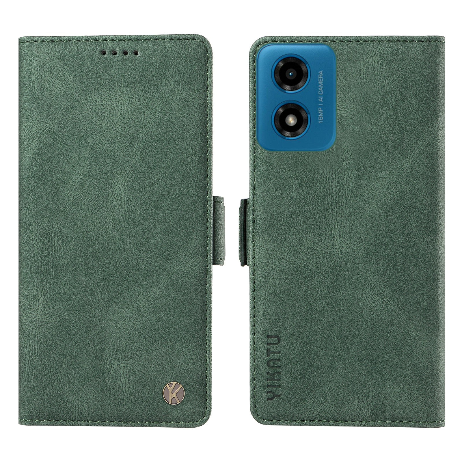 YIKATU YK-005 For Motorola Moto G04 4G / G24 4G Case Soft Skin-touch Leather Stand Phone Cover - Green