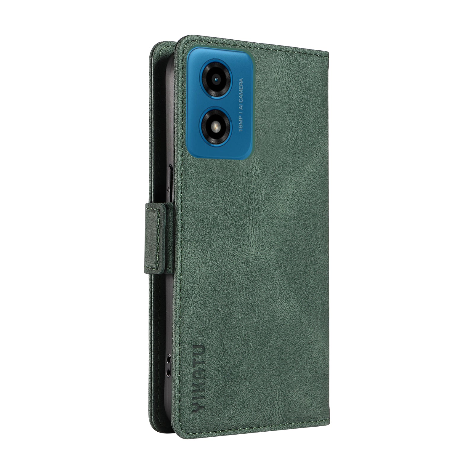 YIKATU YK-005 For Motorola Moto G04 4G / G24 4G Case Soft Skin-touch Leather Stand Phone Cover - Green