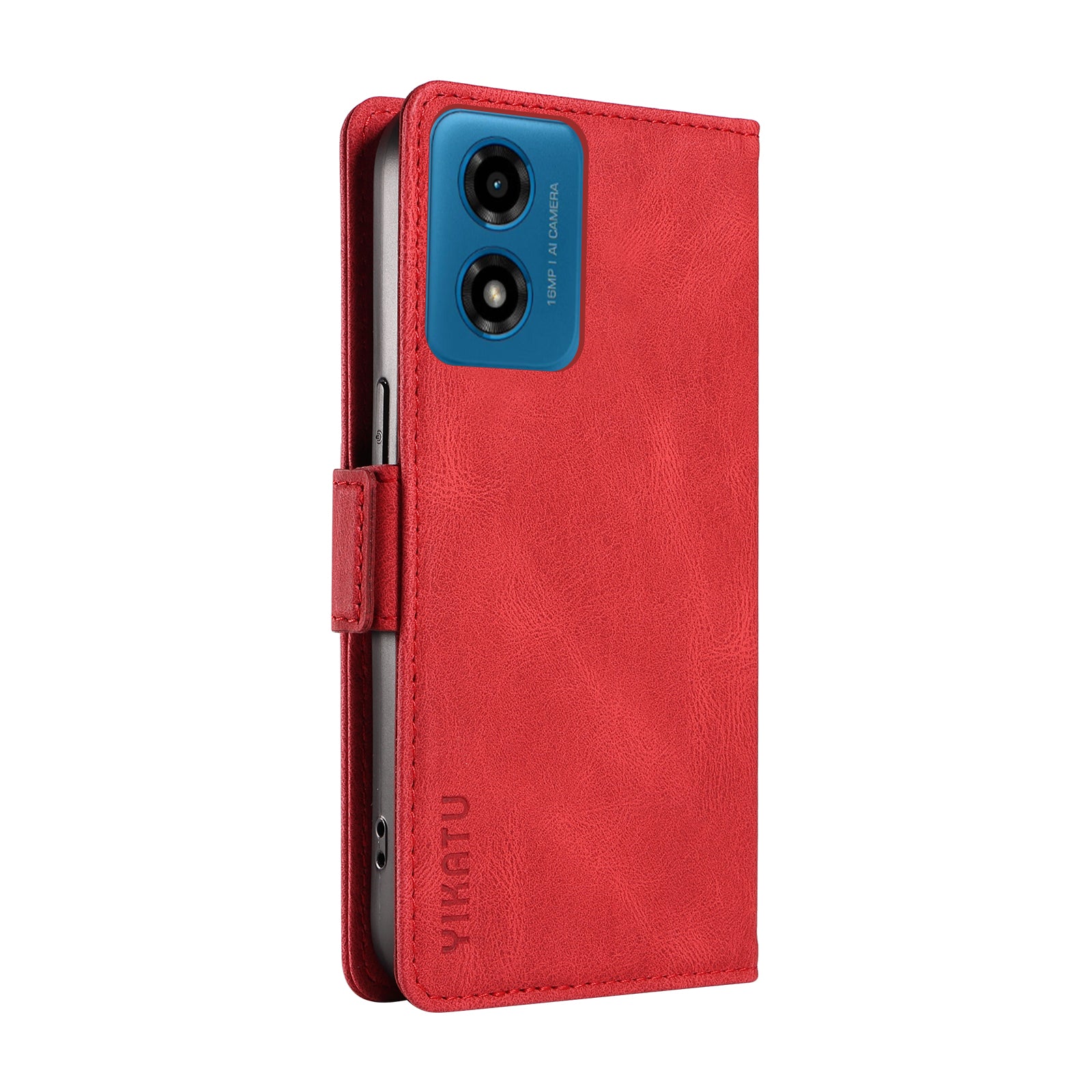 YIKATU YK-005 For Motorola Moto G04 4G / G24 4G Case Soft Skin-touch Leather Stand Phone Cover - Red