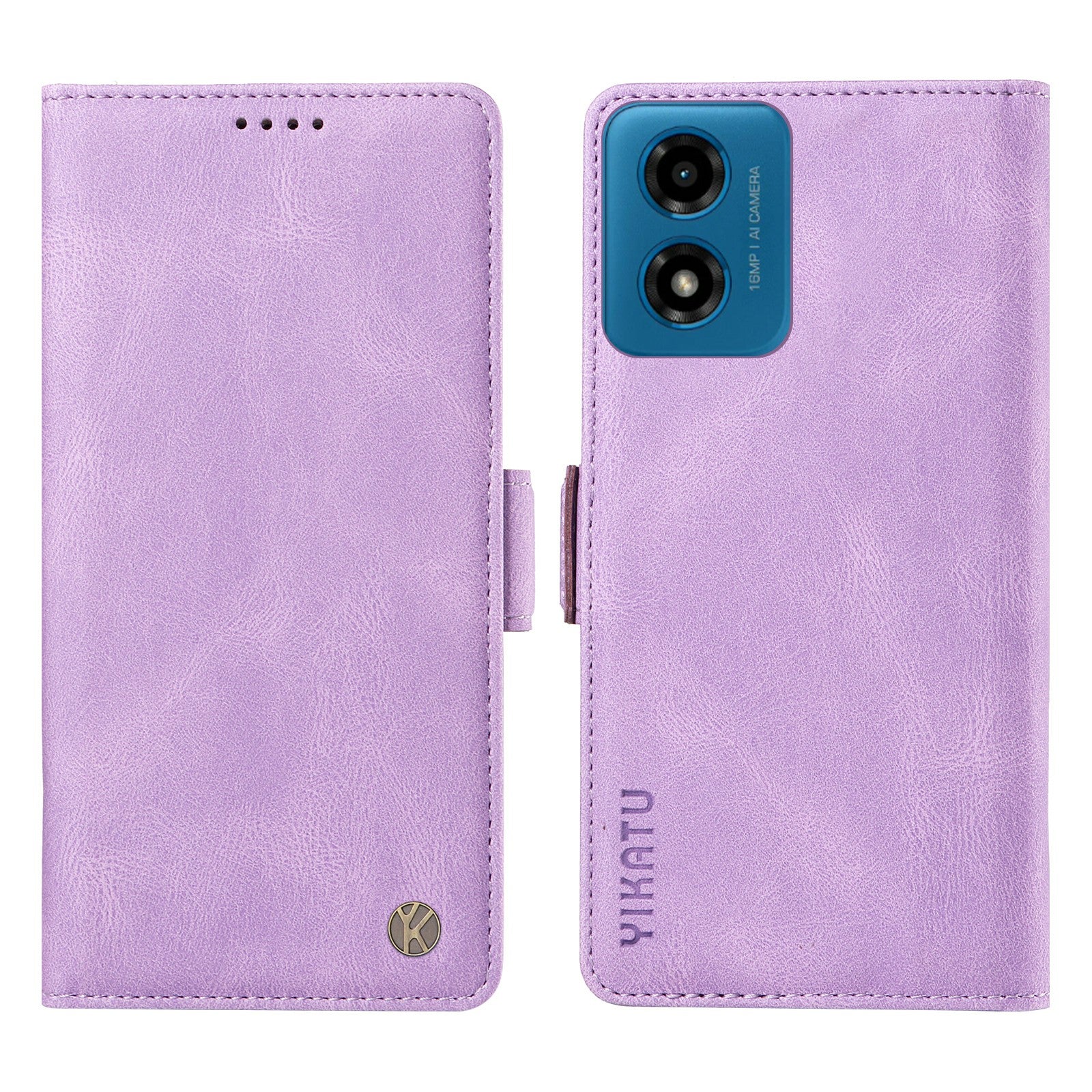 YIKATU YK-005 For Motorola Moto G04 4G / G24 4G Case Soft Skin-touch Leather Stand Phone Cover - Purple