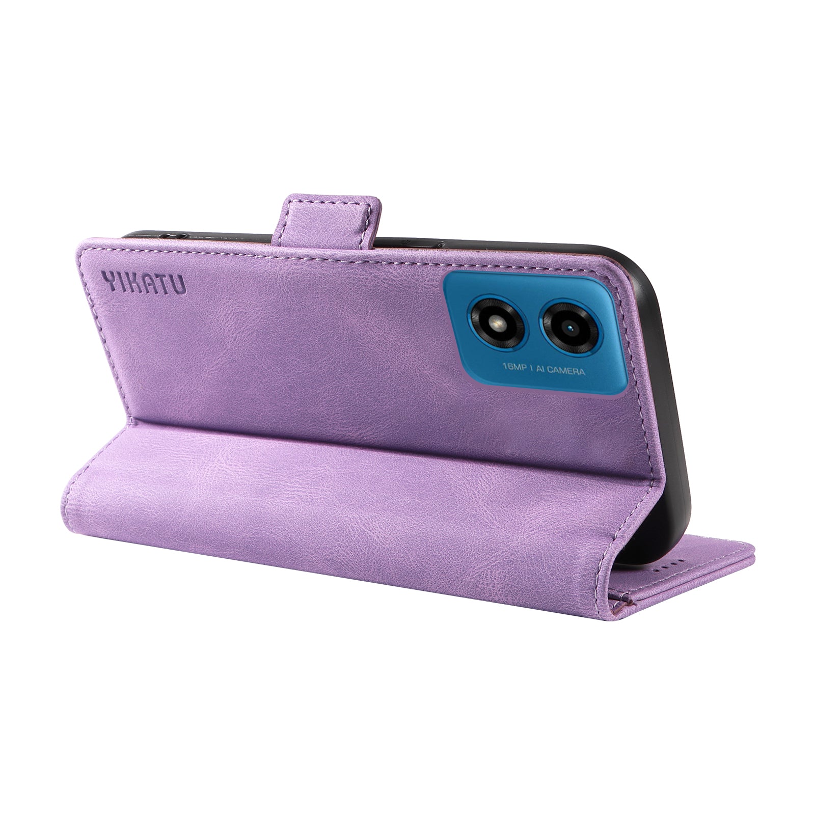 YIKATU YK-005 For Motorola Moto G04 4G / G24 4G Case Soft Skin-touch Leather Stand Phone Cover - Purple