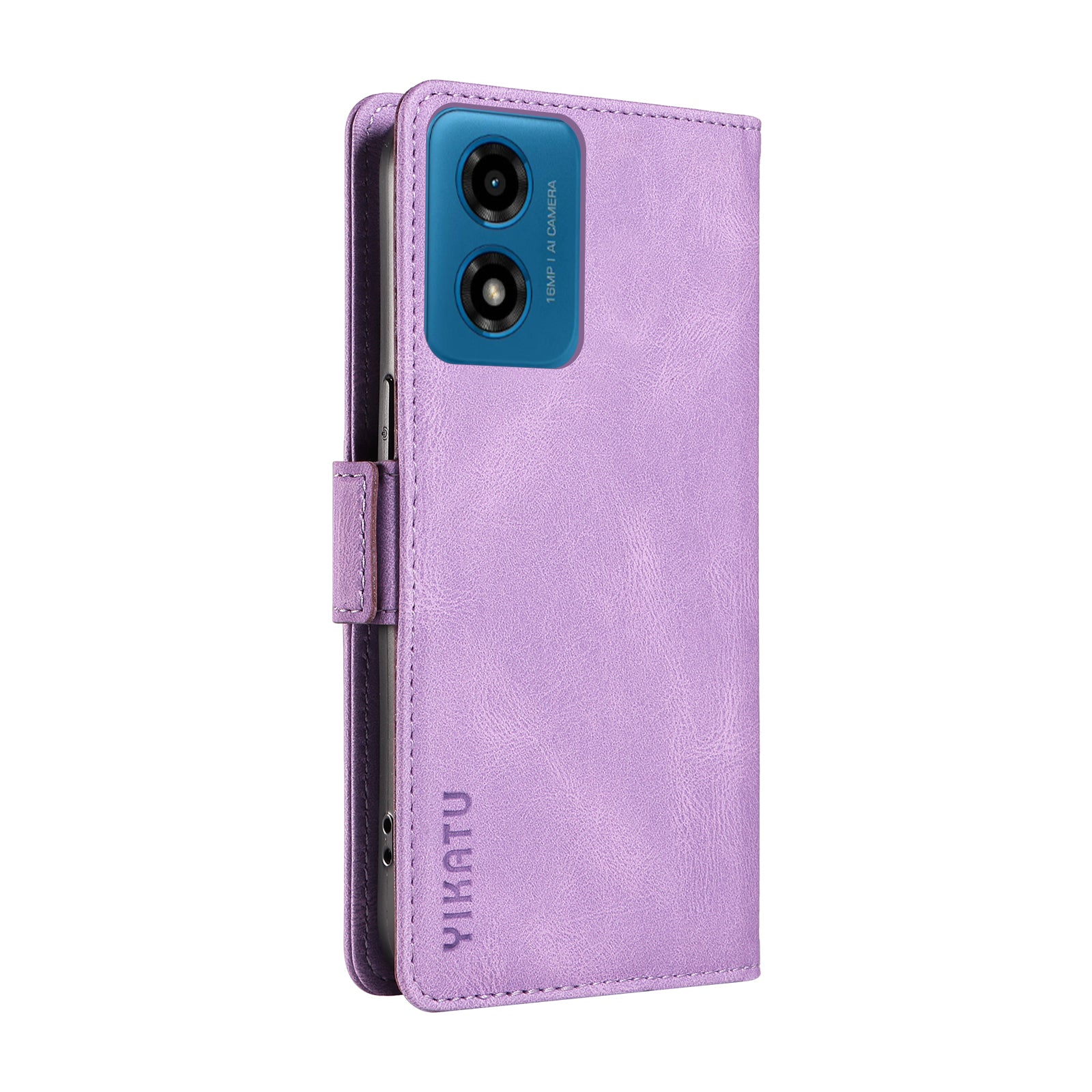 YIKATU YK-005 For Motorola Moto G04 4G / G24 4G Case Soft Skin-touch Leather Stand Phone Cover - Purple