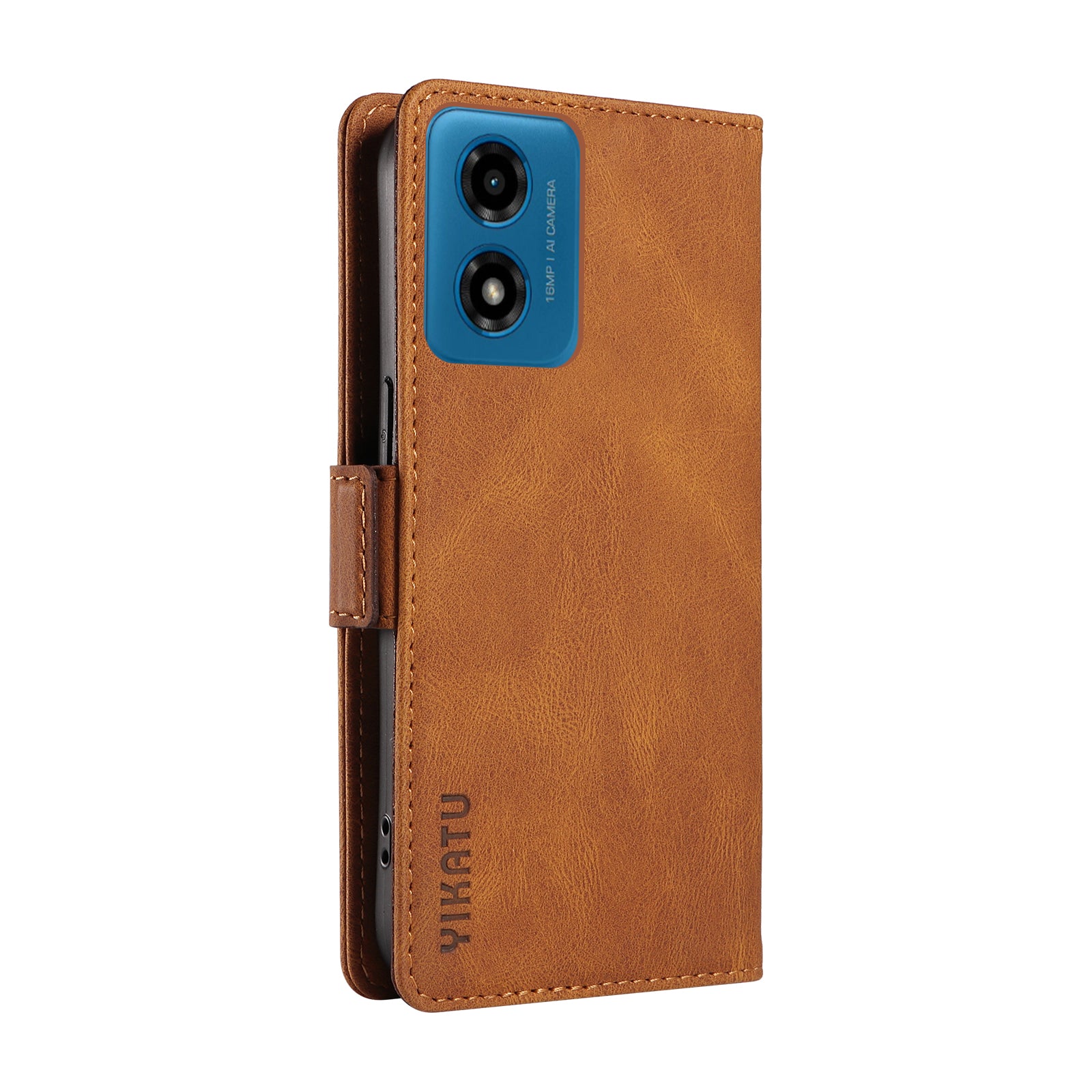 YIKATU YK-005 For Motorola Moto G04 4G / G24 4G Case Soft Skin-touch Leather Stand Phone Cover - Brown