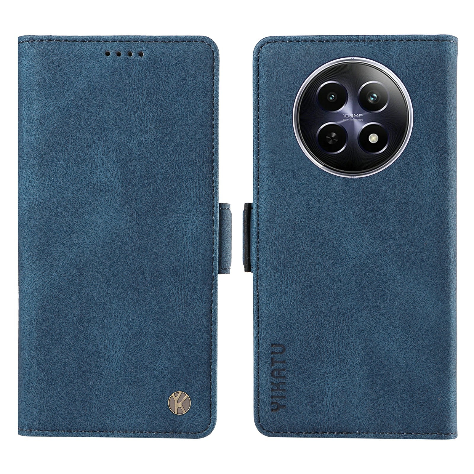 YIKATU YK-005 For Realme 12 Case PU Leather Skin-touch Wallet Flip Phone Cover - Blue