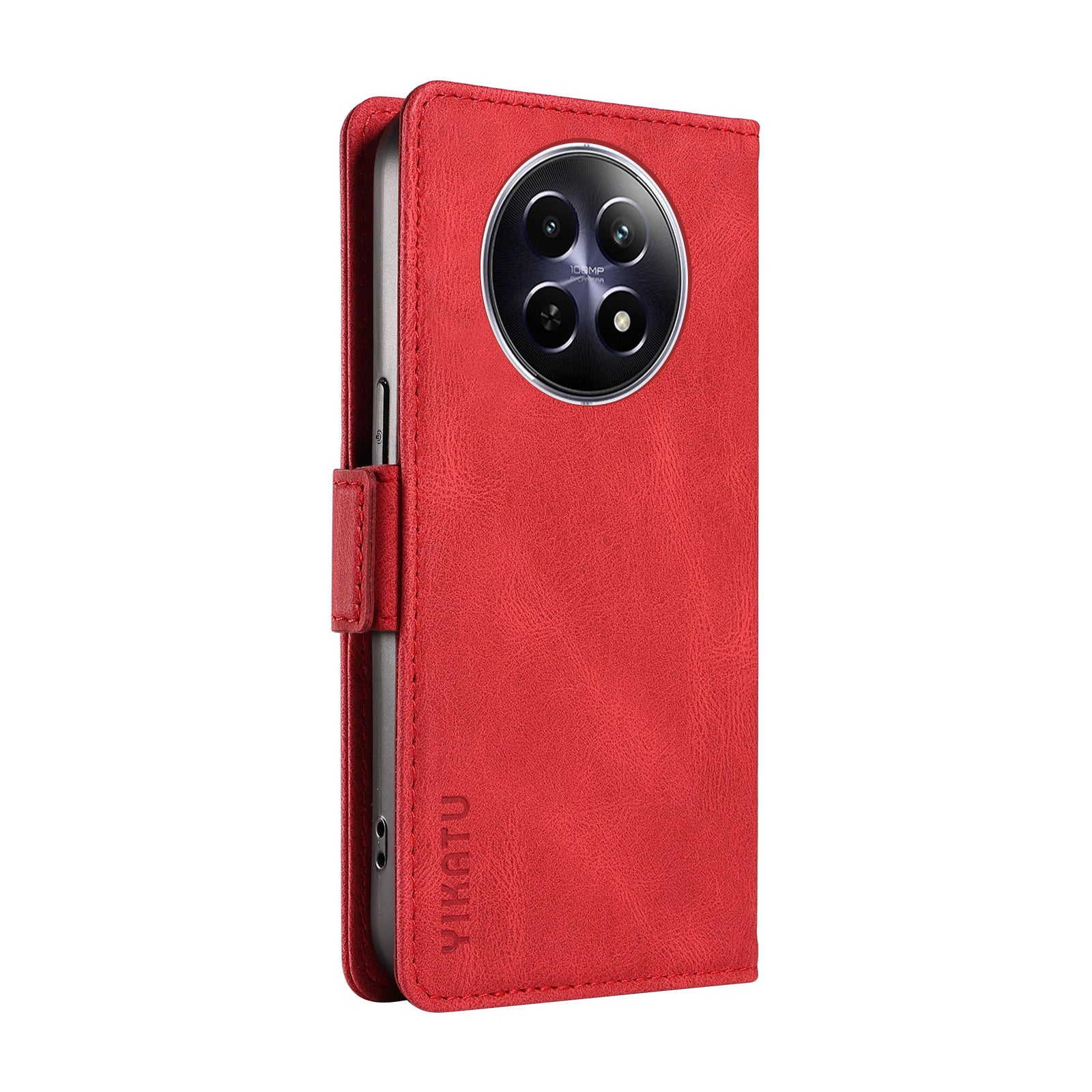 YIKATU YK-005 For Realme 12 Case PU Leather Skin-touch Wallet Flip Phone Cover - Red