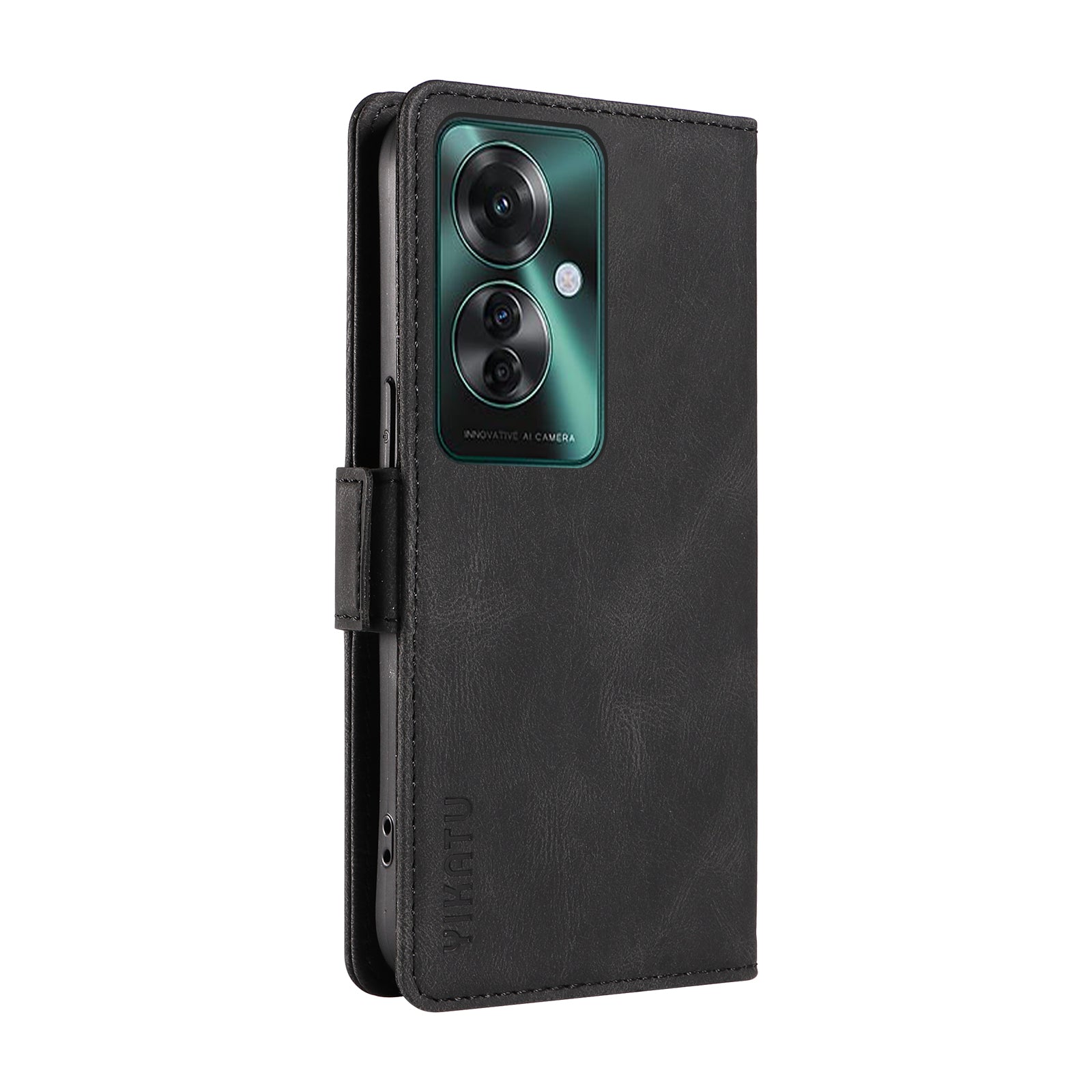 YIKATU YK-005 For Oppo Reno11 F 5G / F25 Pro 5G Leather Phone Case Stand Wallet Cover - Black