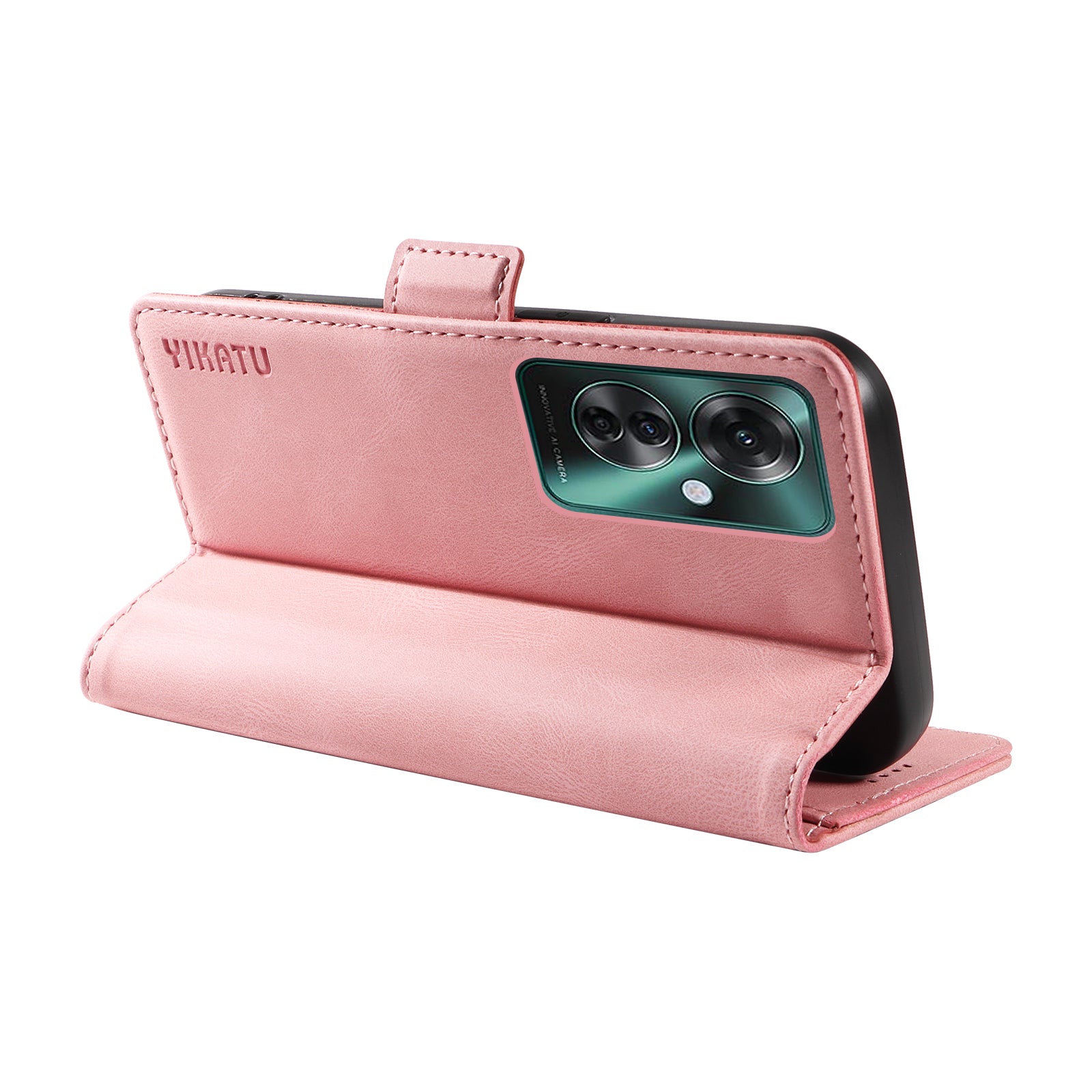 YIKATU YK-005 For Oppo Reno11 F 5G / F25 Pro 5G Leather Phone Case Stand Wallet Cover - Pink