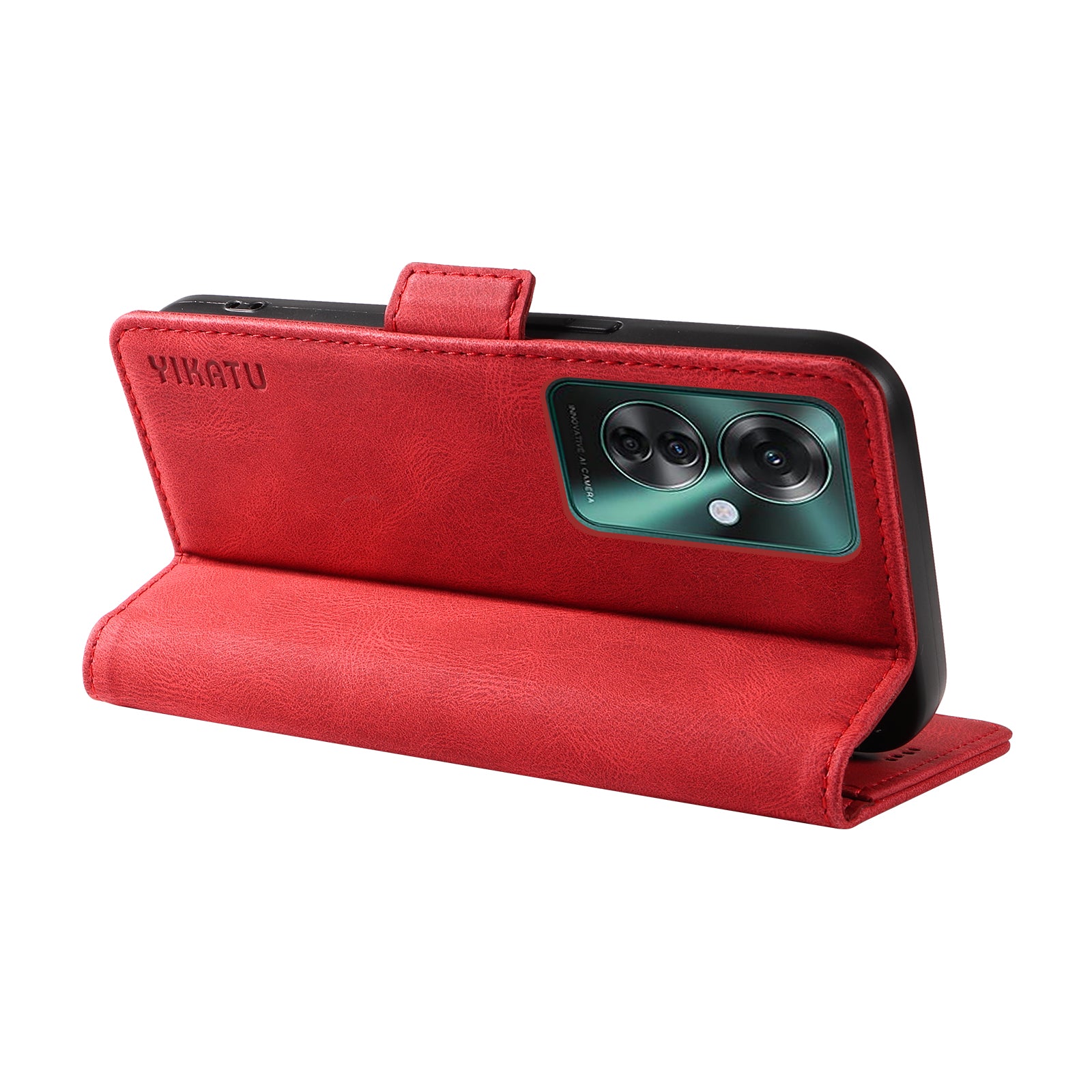 YIKATU YK-005 For Oppo Reno11 F 5G / F25 Pro 5G Leather Phone Case Stand Wallet Cover - Red