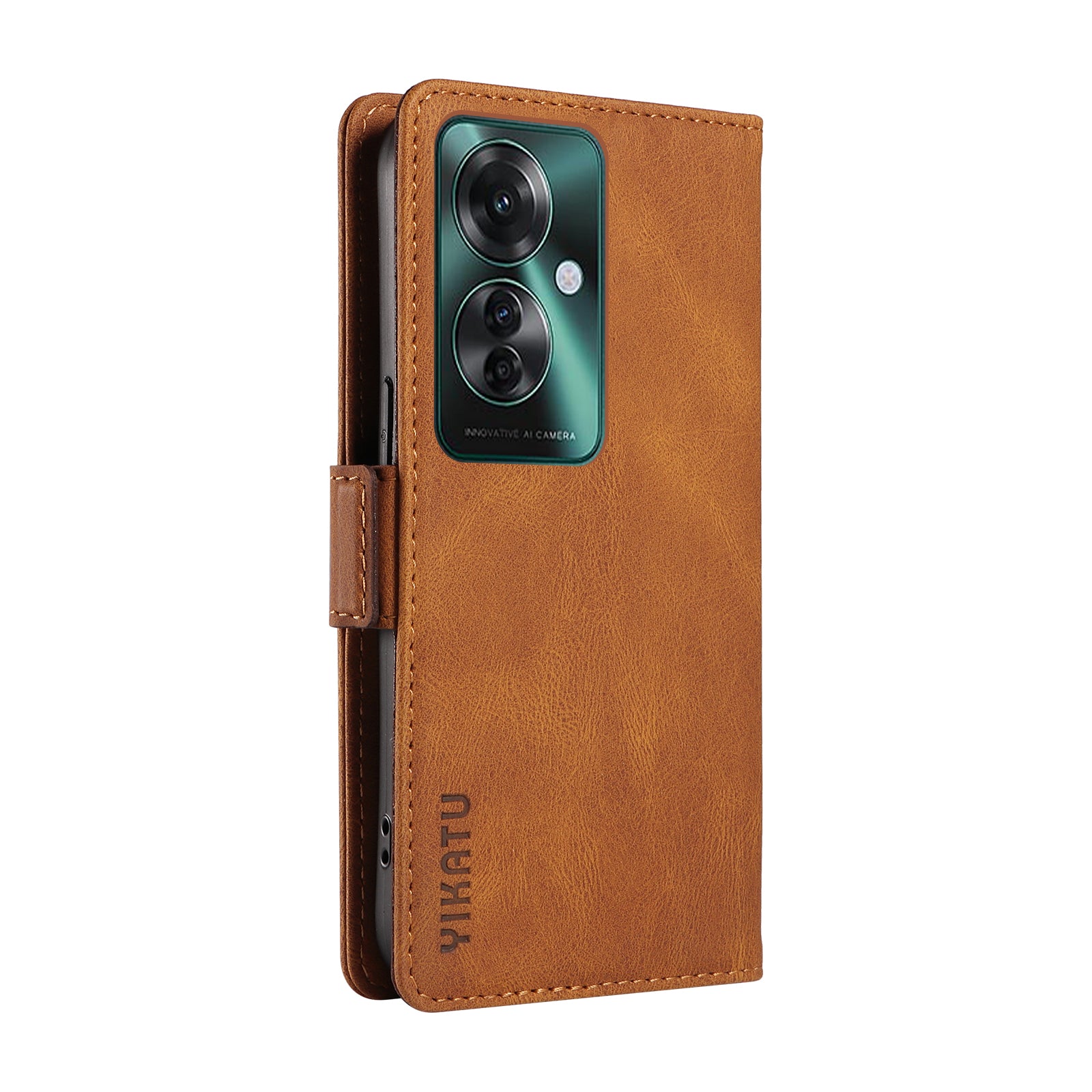 YIKATU YK-005 For Oppo Reno11 F 5G / F25 Pro 5G Leather Phone Case Stand Wallet Cover - Brown