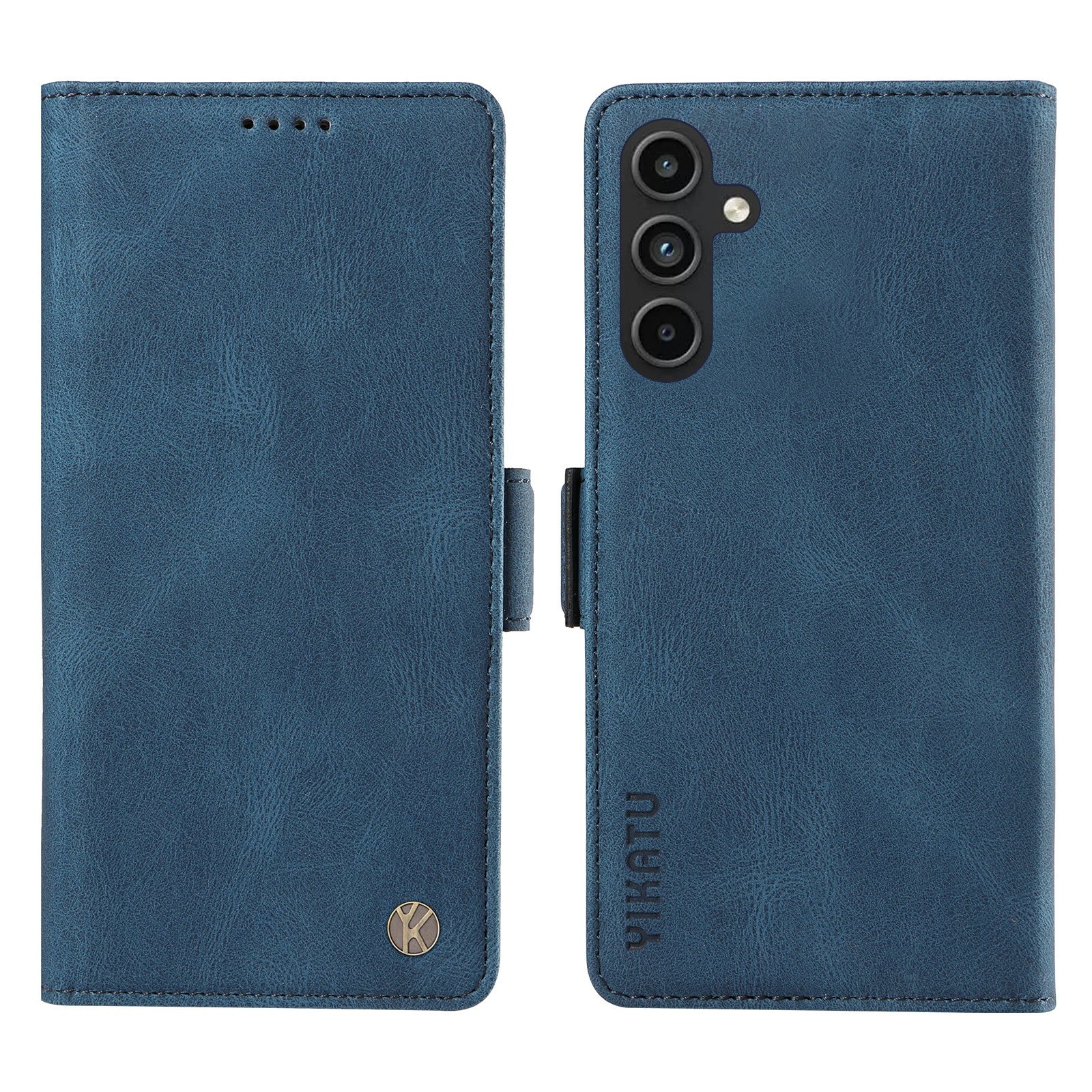 YIKATU YK-005 For Samsung Galaxy A15 4G / 5G Case Skin-Friendly Leather Flip Stand Phone Cover - Blue