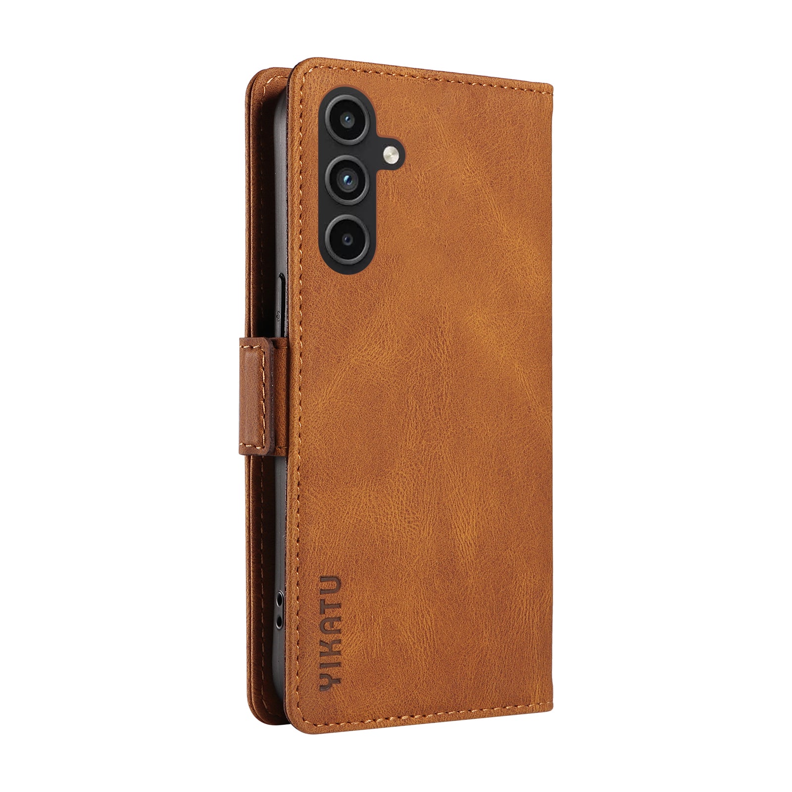 YIKATU YK-005 For Samsung Galaxy A15 4G / 5G Case Skin-Friendly Leather Flip Stand Phone Cover - Brown