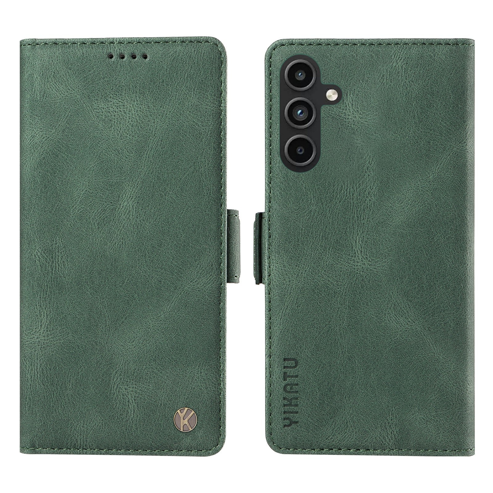 YIKATU YK-005 For Samsung Galaxy A15 4G / 5G Case Skin-Friendly Leather Flip Stand Phone Cover - Green