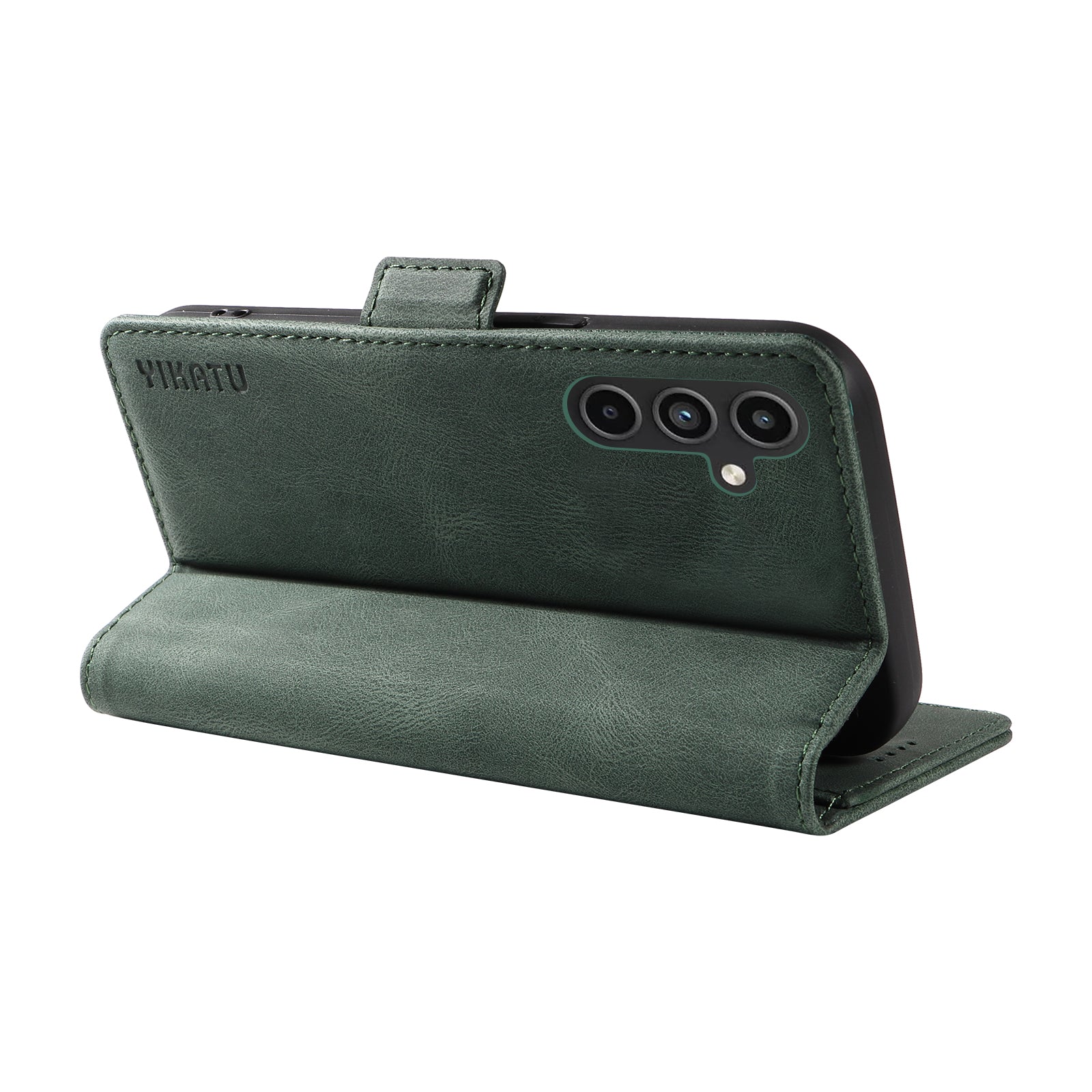 YIKATU YK-005 For Samsung Galaxy A15 4G / 5G Case Skin-Friendly Leather Flip Stand Phone Cover - Green