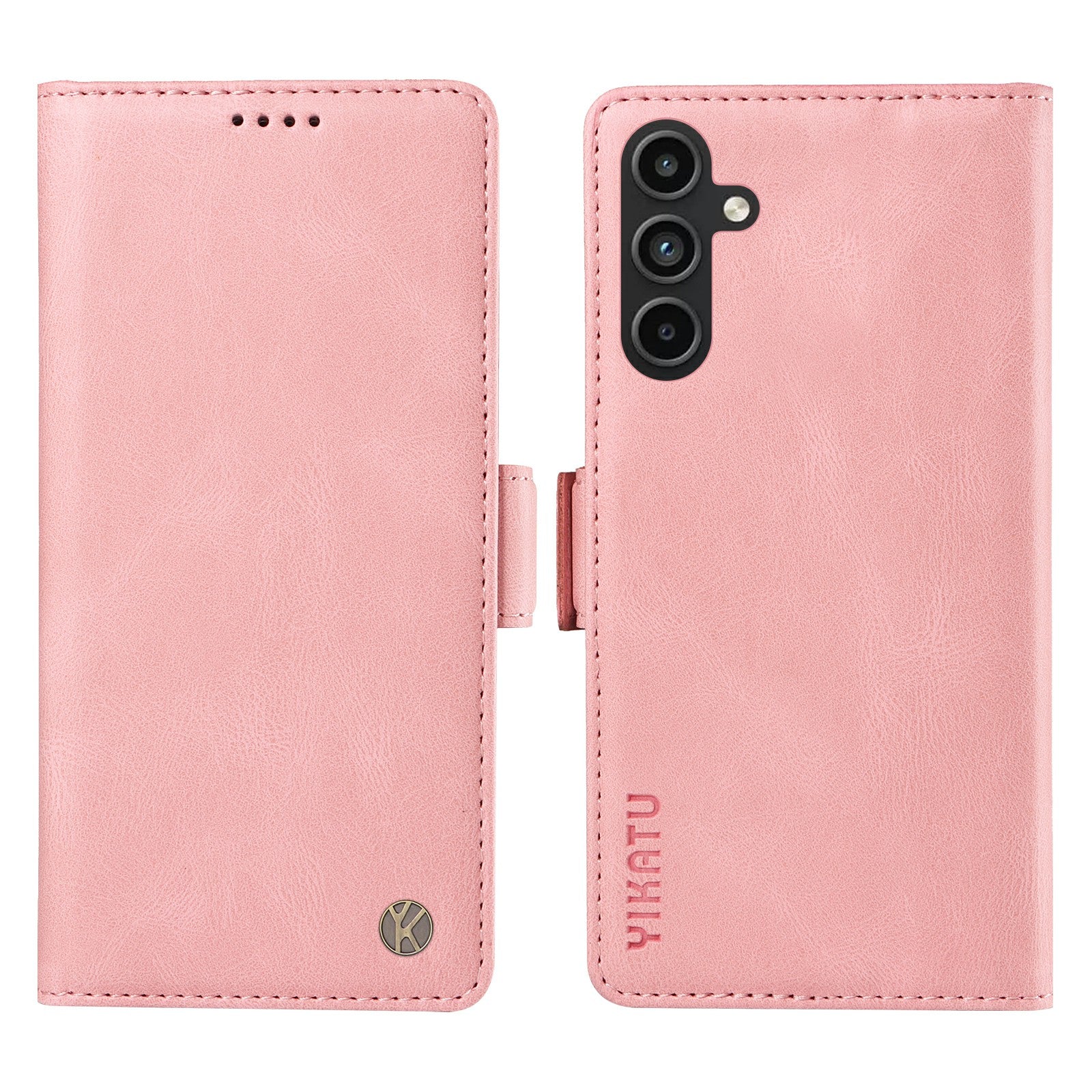 YIKATU YK-005 For Samsung Galaxy A15 4G / 5G Case Skin-Friendly Leather Flip Stand Phone Cover - Pink