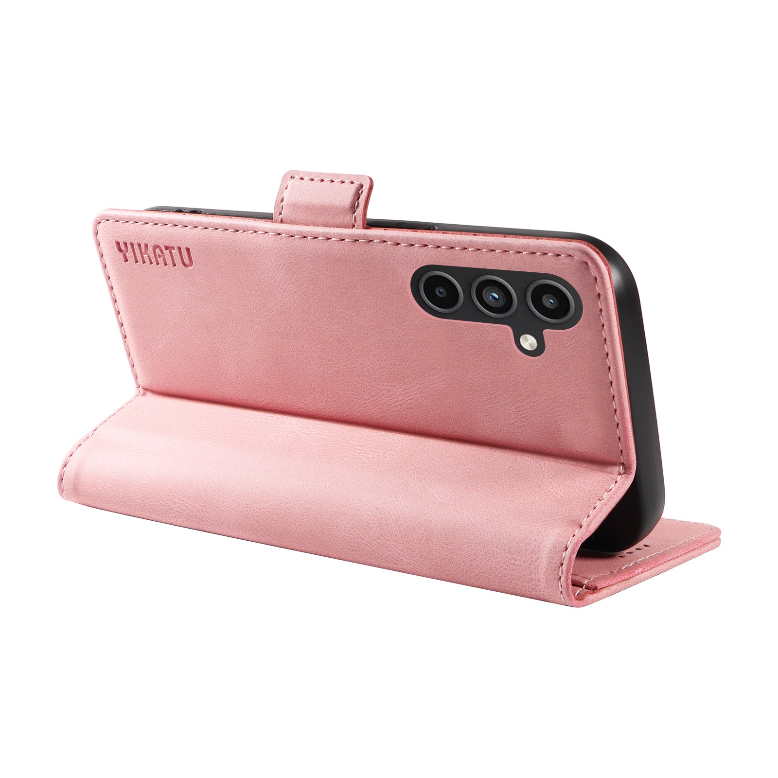 YIKATU YK-005 For Samsung Galaxy A15 4G / 5G Case Skin-Friendly Leather Flip Stand Phone Cover - Pink