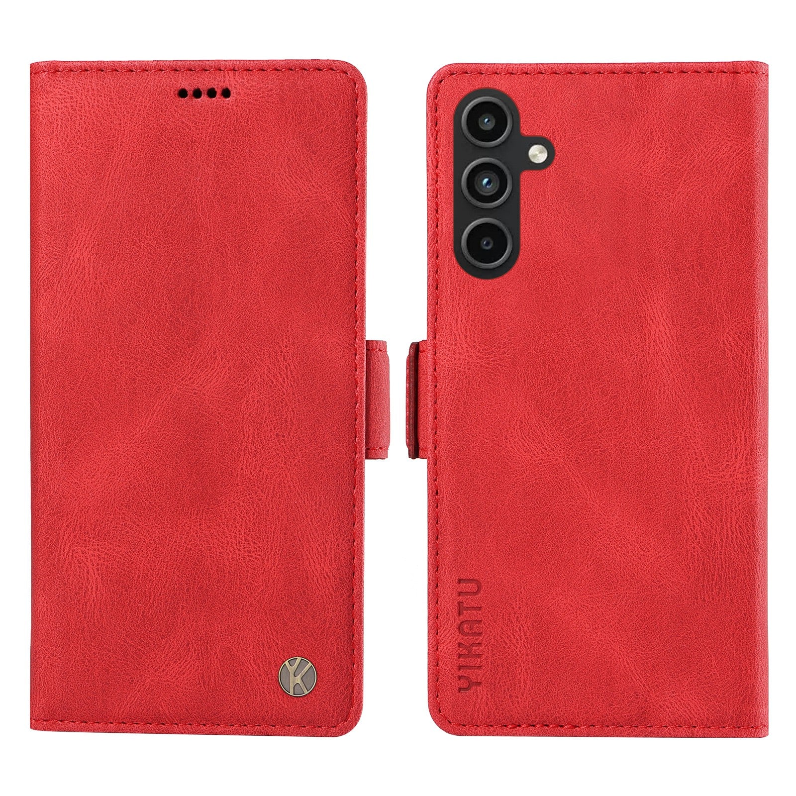 YIKATU YK-005 For Samsung Galaxy A15 4G / 5G Case Skin-Friendly Leather Flip Stand Phone Cover - Red