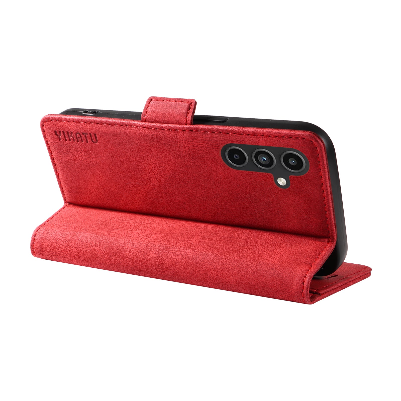 YIKATU YK-005 For Samsung Galaxy A15 4G / 5G Case Skin-Friendly Leather Flip Stand Phone Cover - Red