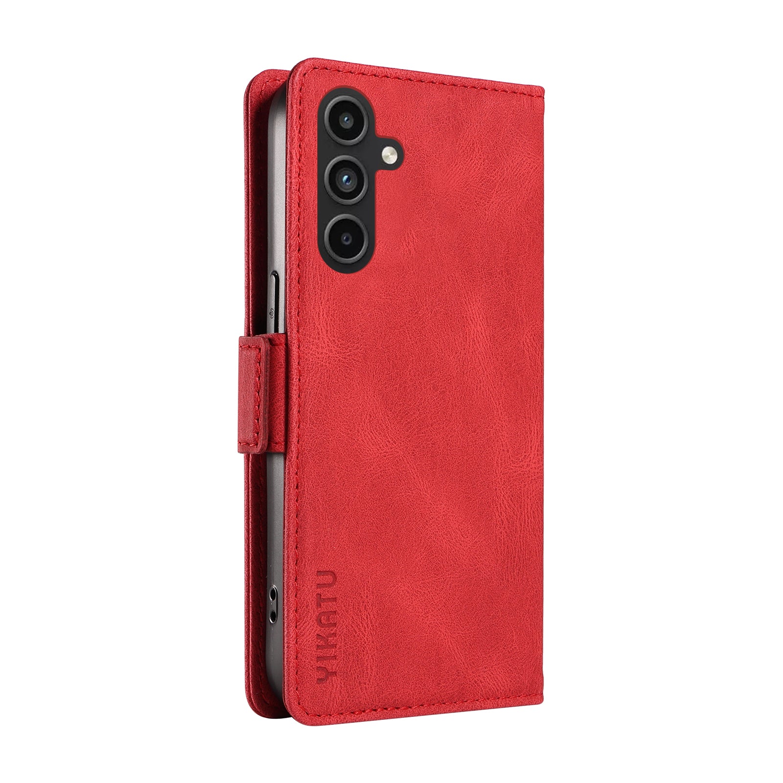 YIKATU YK-005 For Samsung Galaxy A15 4G / 5G Case Skin-Friendly Leather Flip Stand Phone Cover - Red