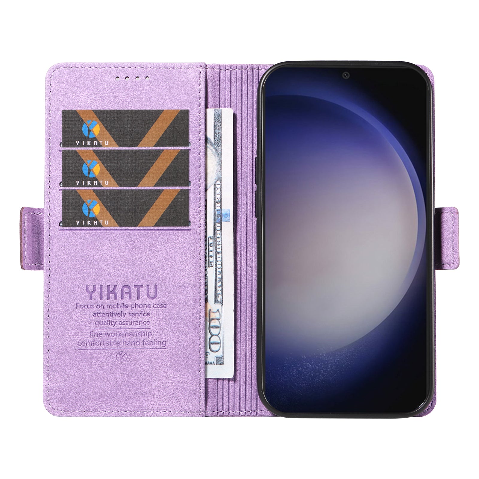 YIKATU YK-005 For Samsung Galaxy S24+ Wallet Case PU Leather Mobile Phone Cover Wholesale - Purple