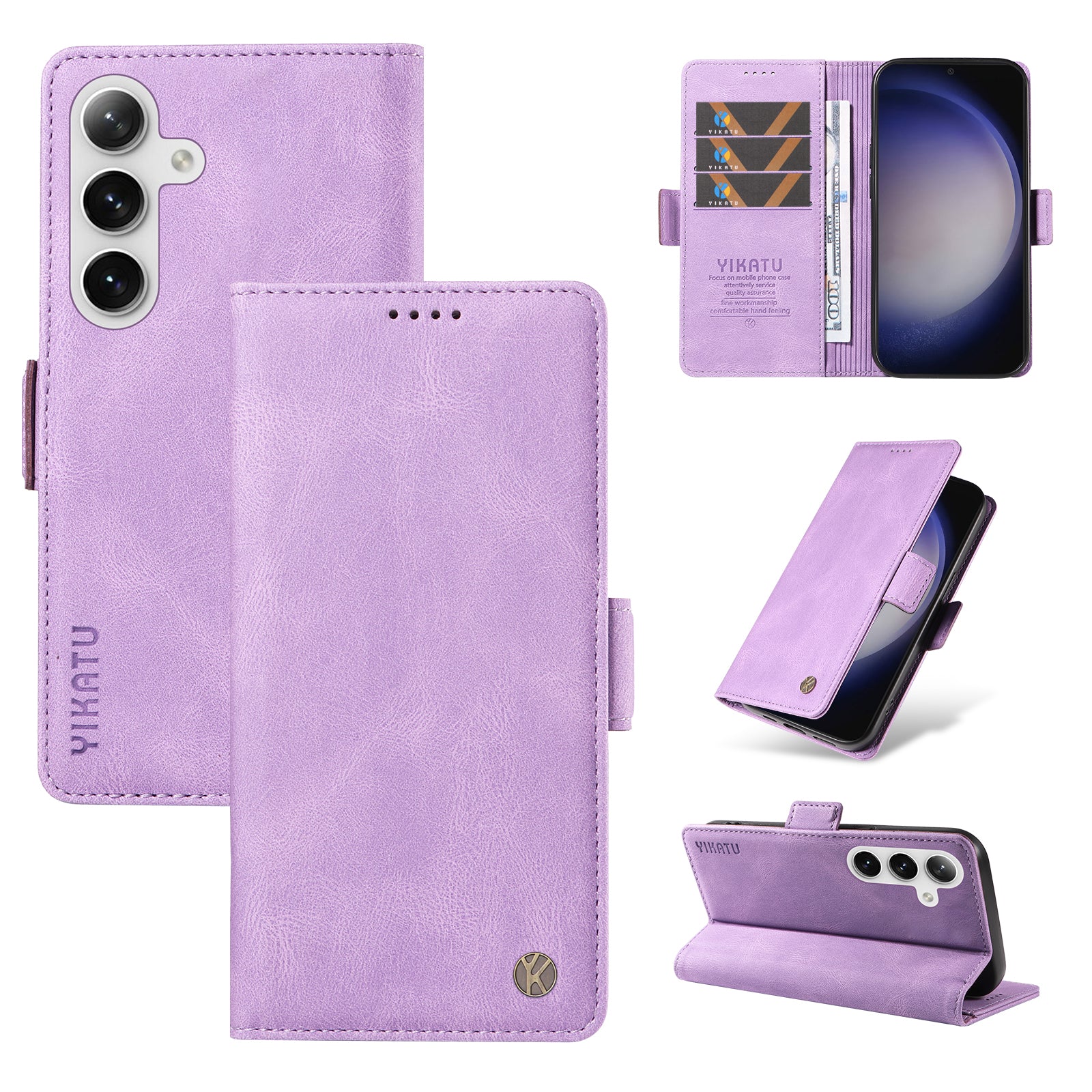 YIKATU YK-005 For Samsung Galaxy S24+ Wallet Case PU Leather Mobile Phone Cover Wholesale - Purple