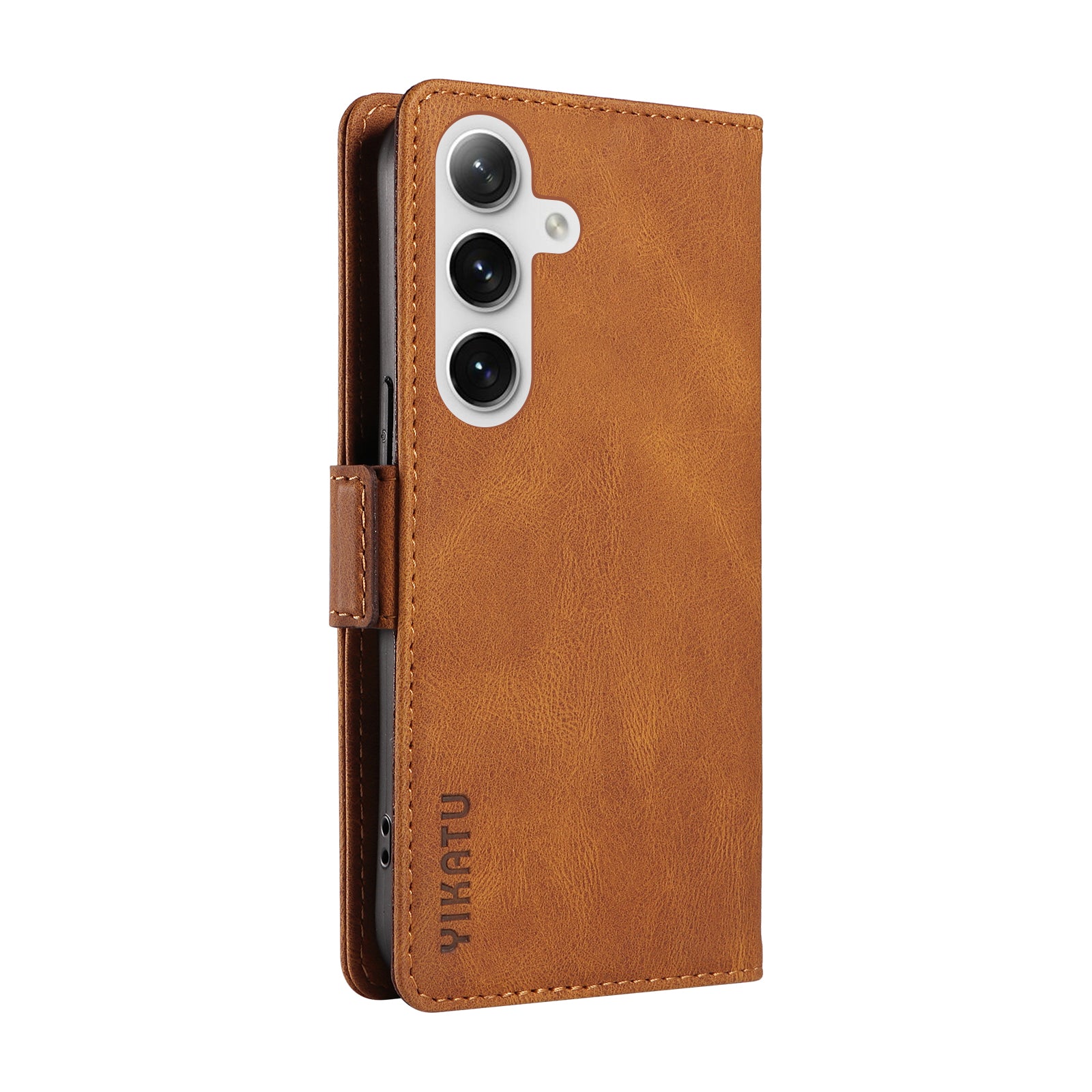 YIKATU YK-005 For Samsung Galaxy S24+ Wallet Case PU Leather Mobile Phone Cover Wholesale - Brown