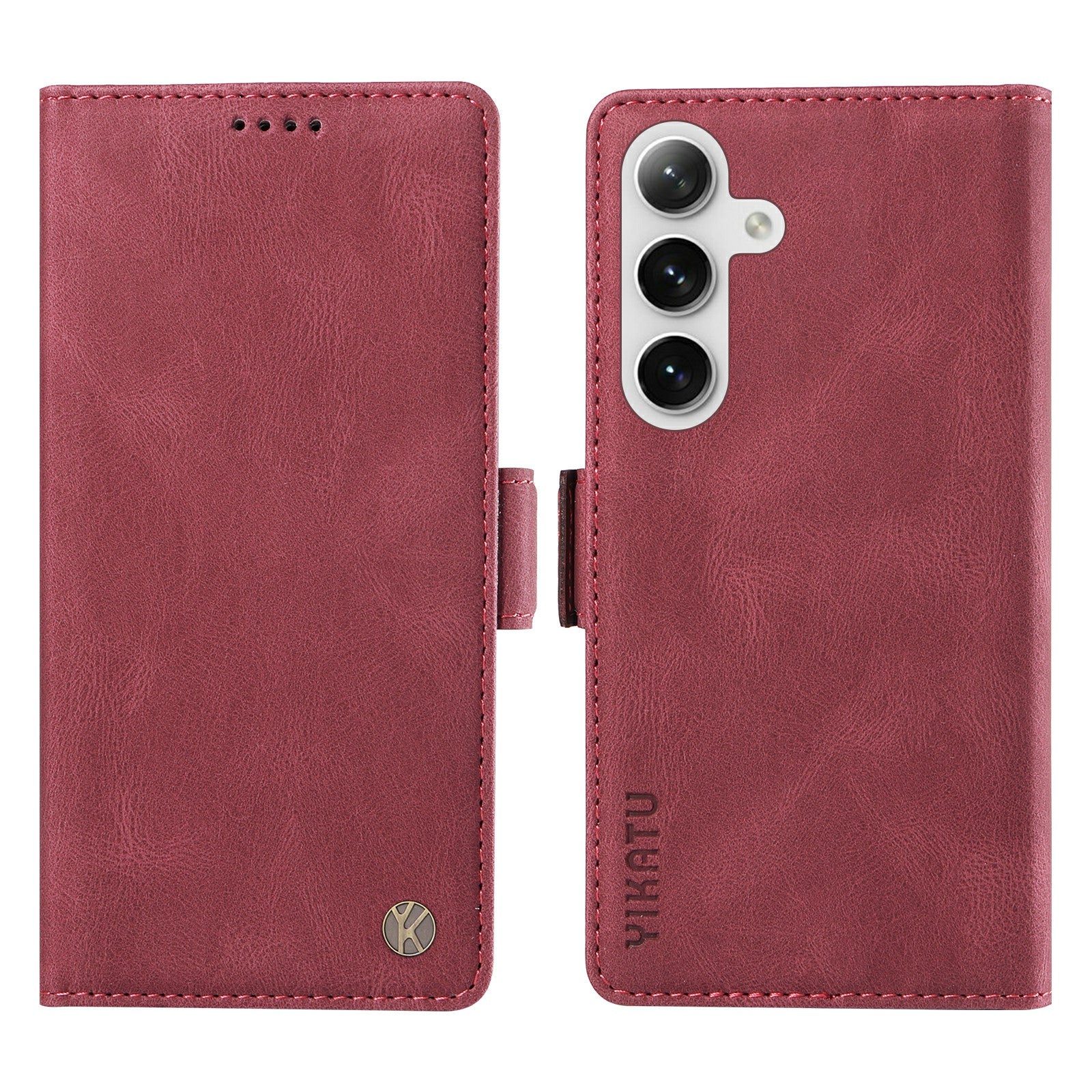 YIKATU YK-005 For Samsung Galaxy S24+ Wallet Case PU Leather Mobile Phone Cover Wholesale - Wine Red