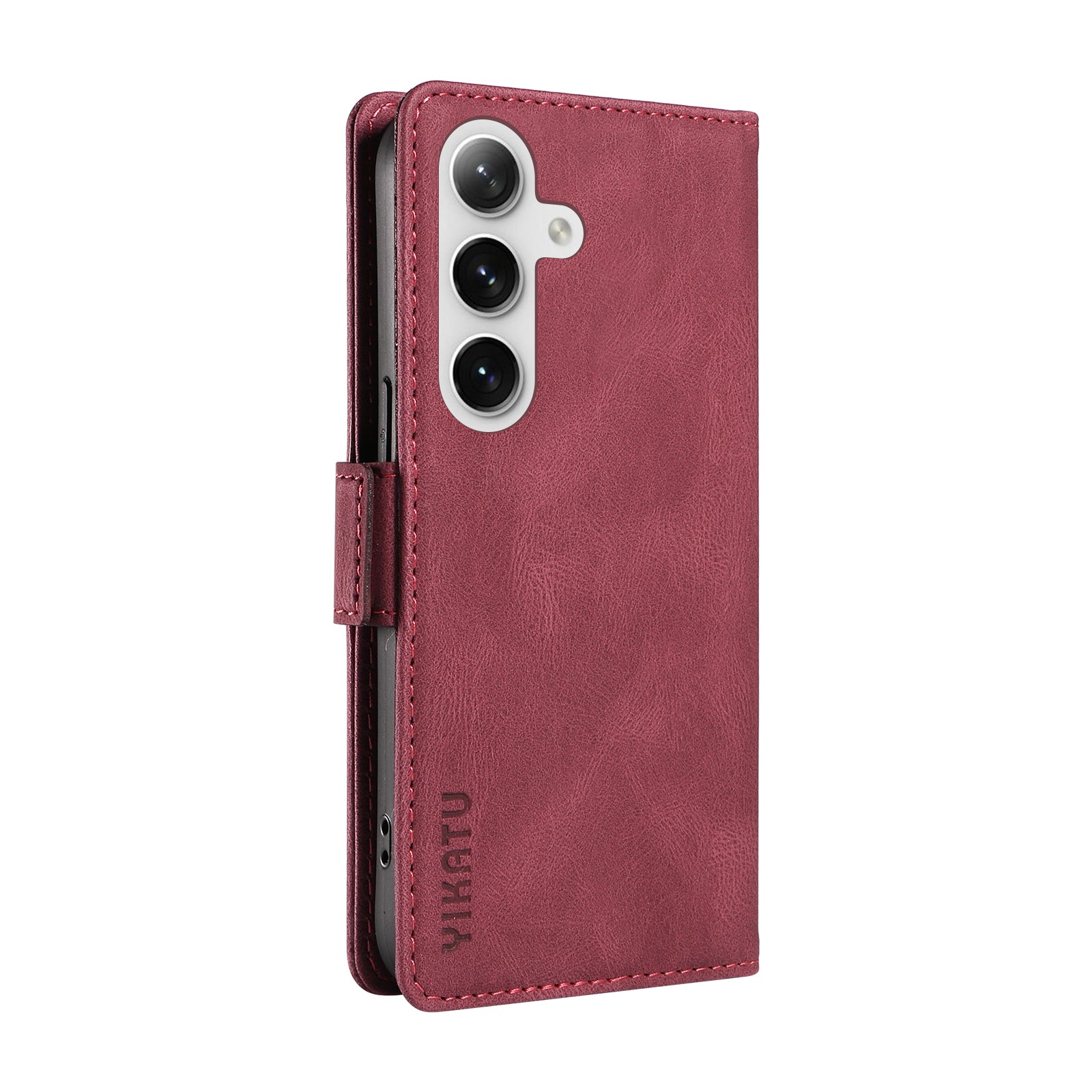 YIKATU YK-005 For Samsung Galaxy S24+ Wallet Case PU Leather Mobile Phone Cover Wholesale - Wine Red