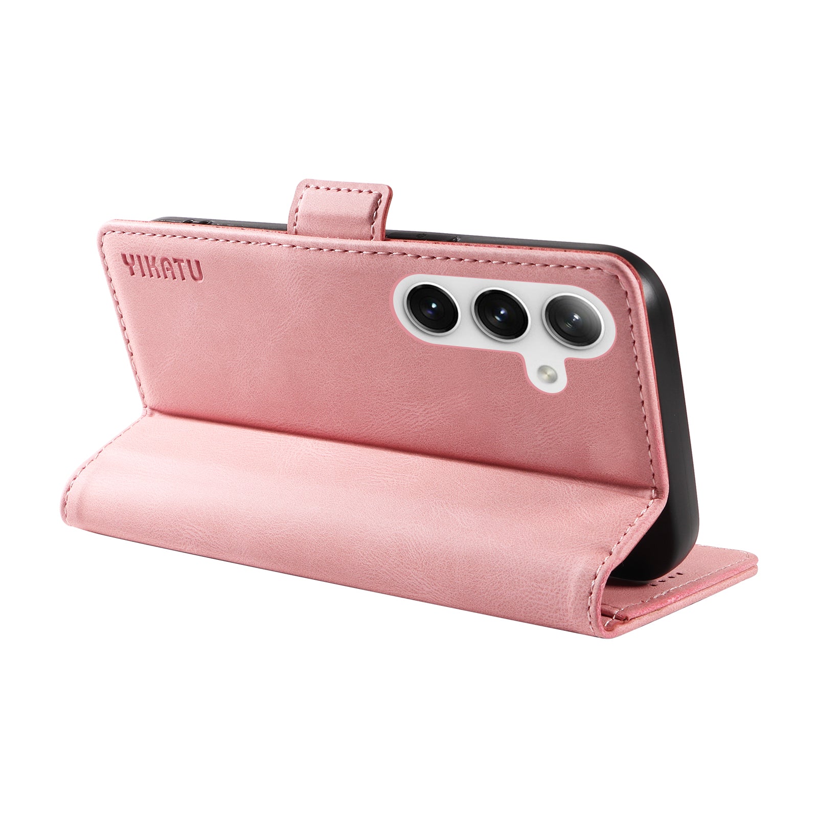 YIKATU YK-005 For Samsung Galaxy S24+ Wallet Case PU Leather Mobile Phone Cover Wholesale - Pink