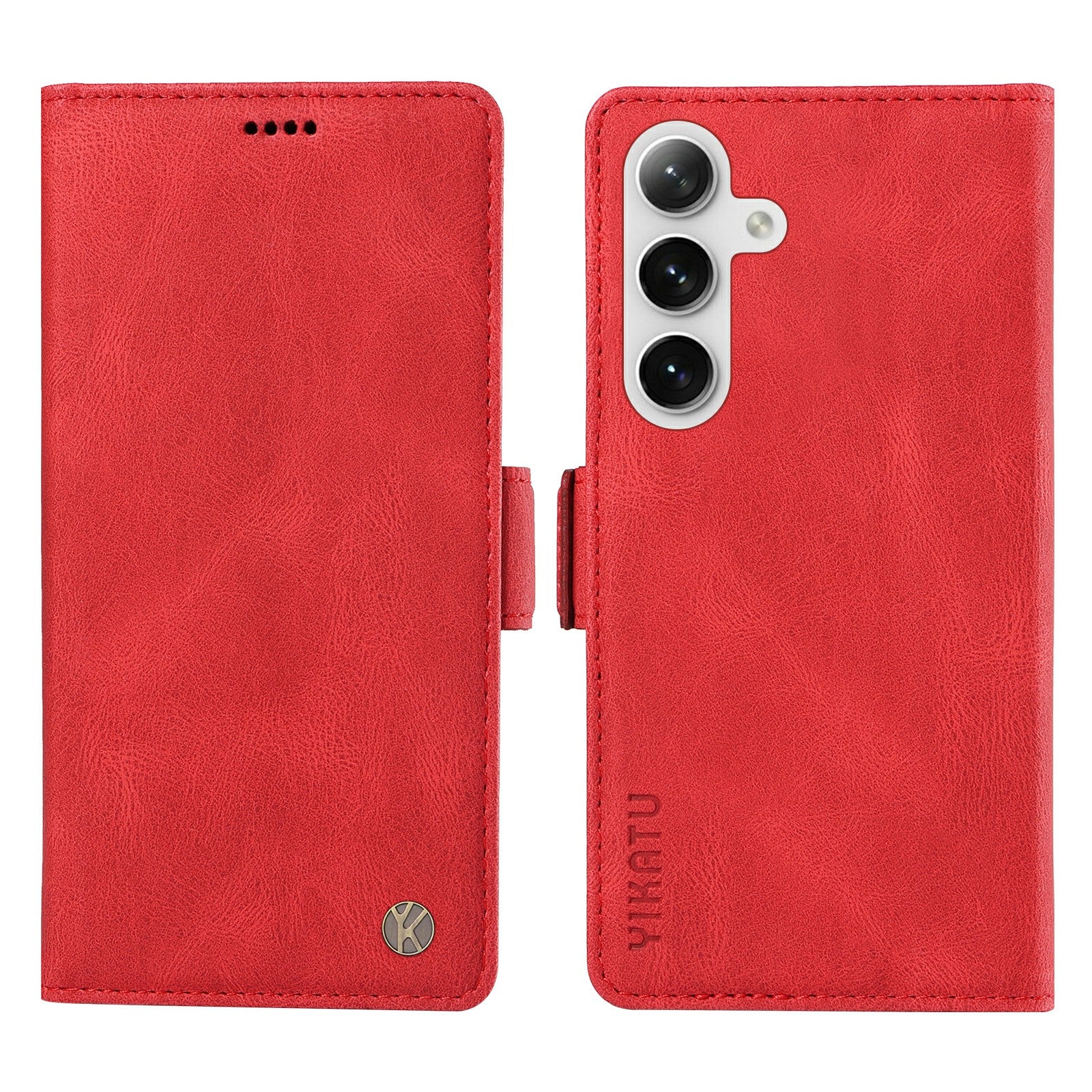 YIKATU YK-005 For Samsung Galaxy S24+ Wallet Case PU Leather Mobile Phone Cover Wholesale - Red