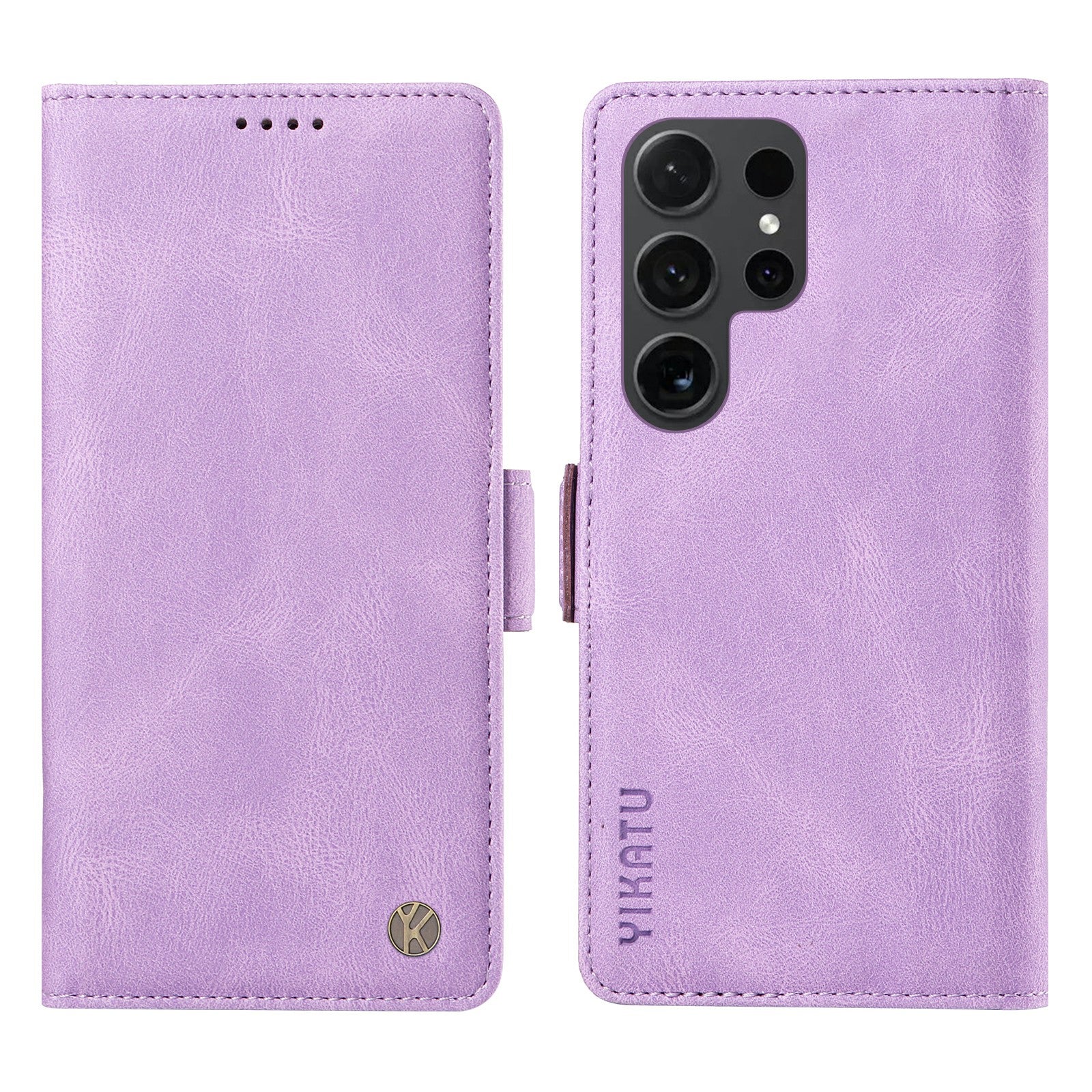 YIKATU YK-005 For Samsung Galaxy S24 Ultra Case Skin-touch Wallet Stand Leather Cover - Purple