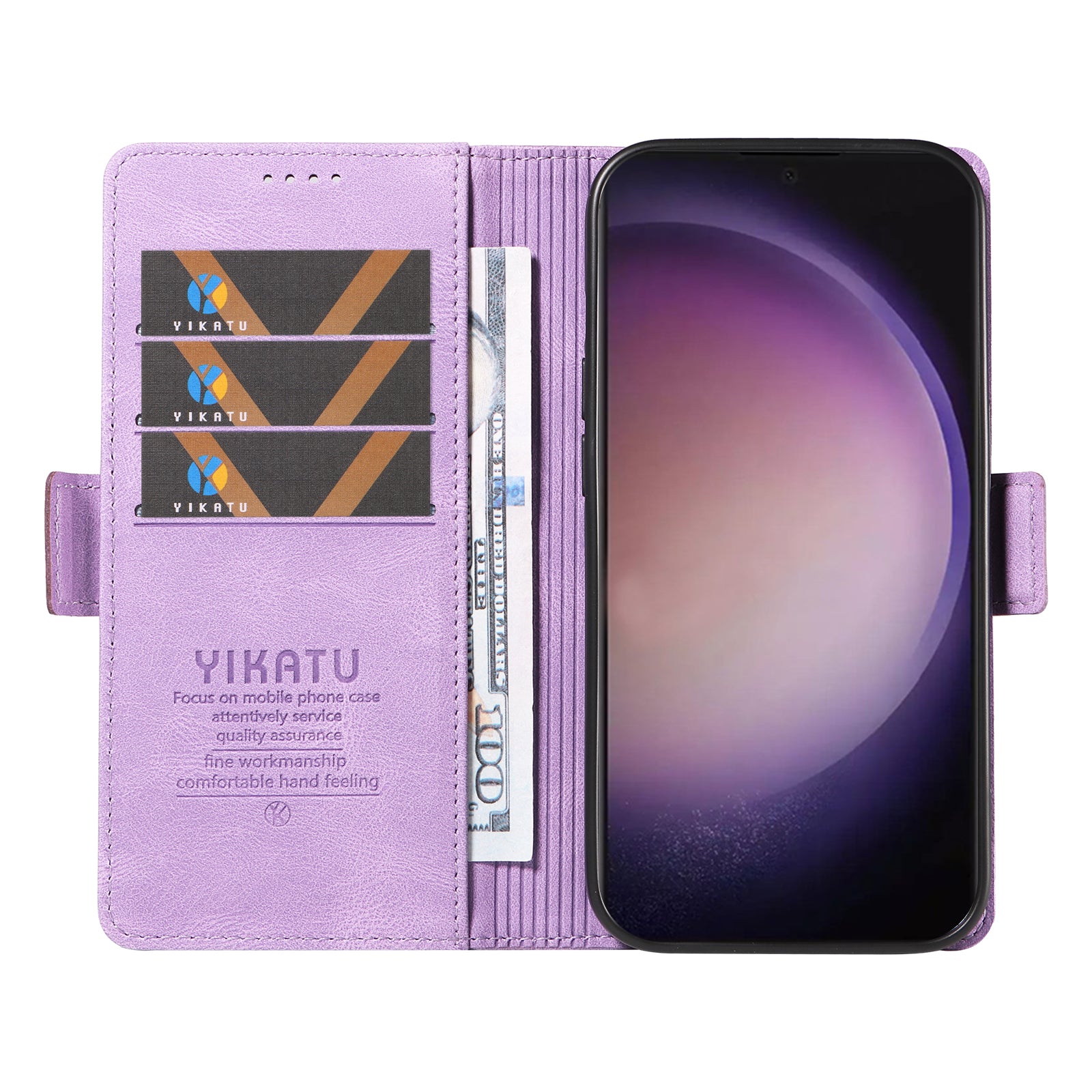 YIKATU YK-005 For Samsung Galaxy S24 Ultra Case Skin-touch Wallet Stand Leather Cover - Purple