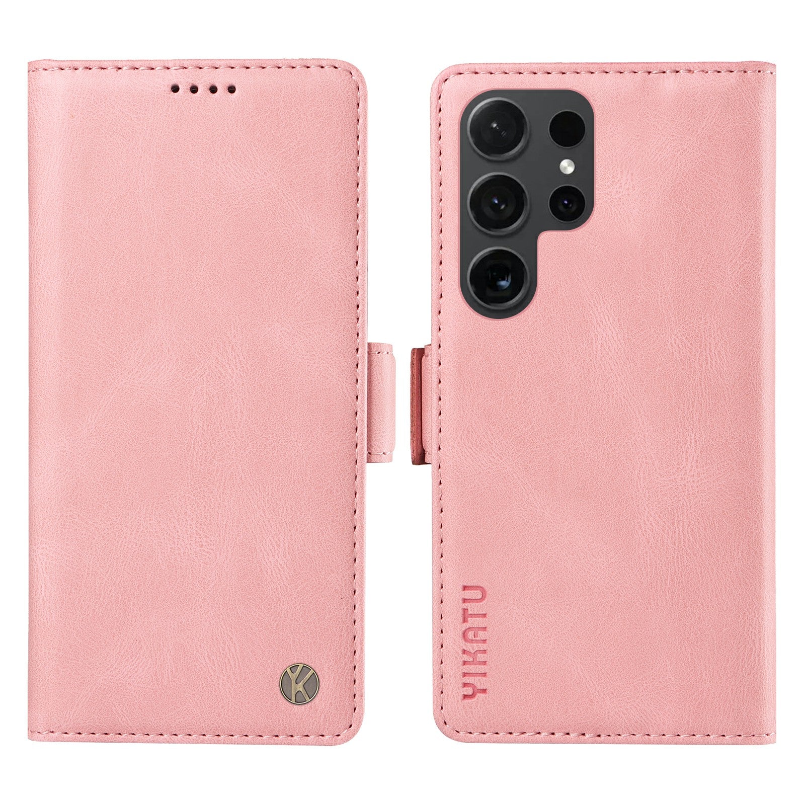 YIKATU YK-005 For Samsung Galaxy S24 Ultra Case Skin-touch Wallet Stand Leather Cover - Pink