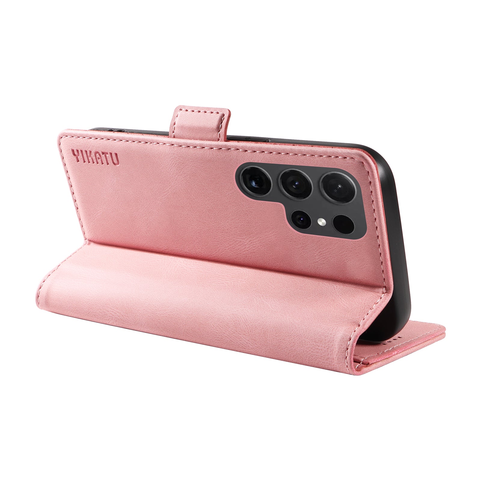 YIKATU YK-005 For Samsung Galaxy S24 Ultra Case Skin-touch Wallet Stand Leather Cover - Pink