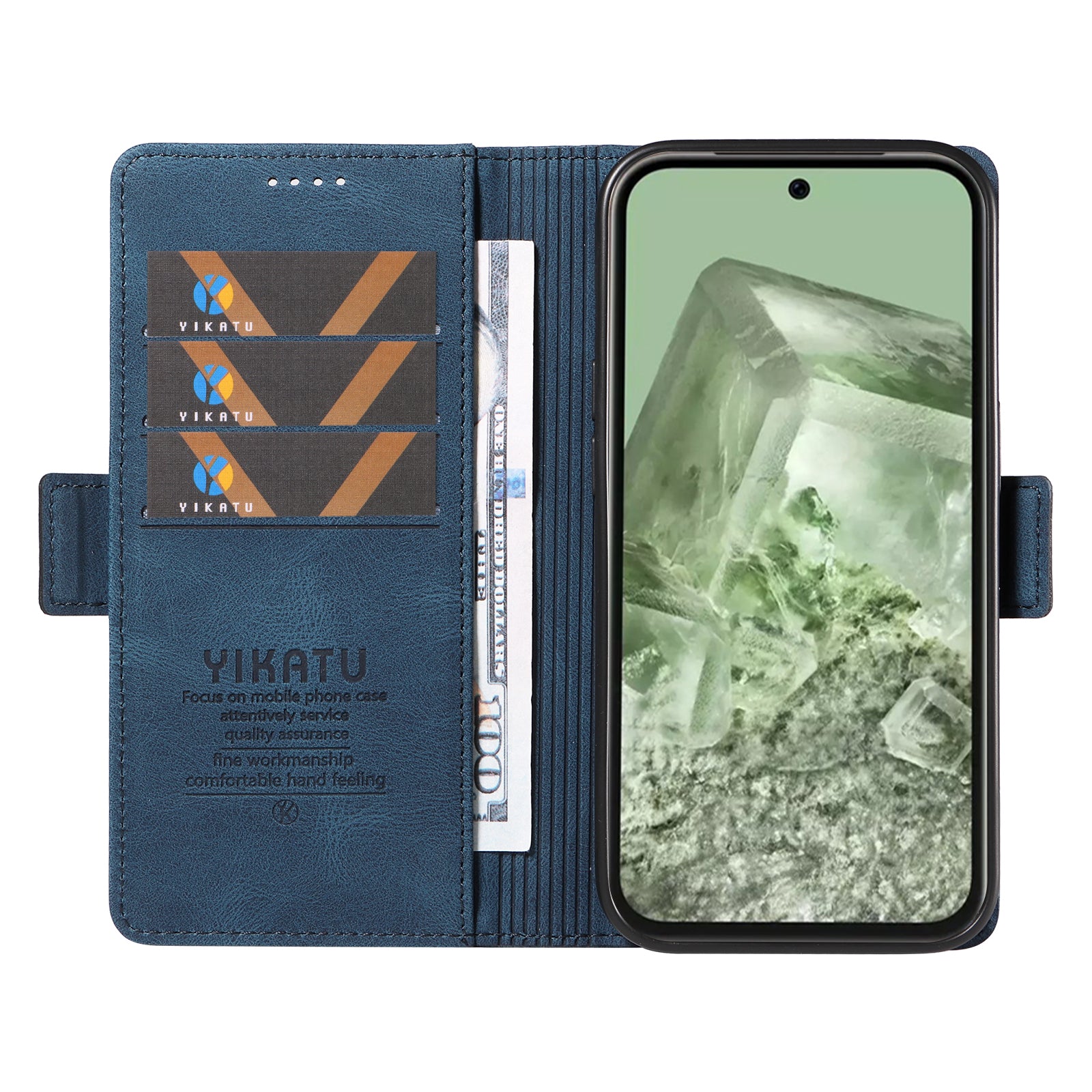 YIKATU YK-005 For Google Pixel 8a Case PU Leather Skin-touch Wallet Flip Phone Cover - Blue