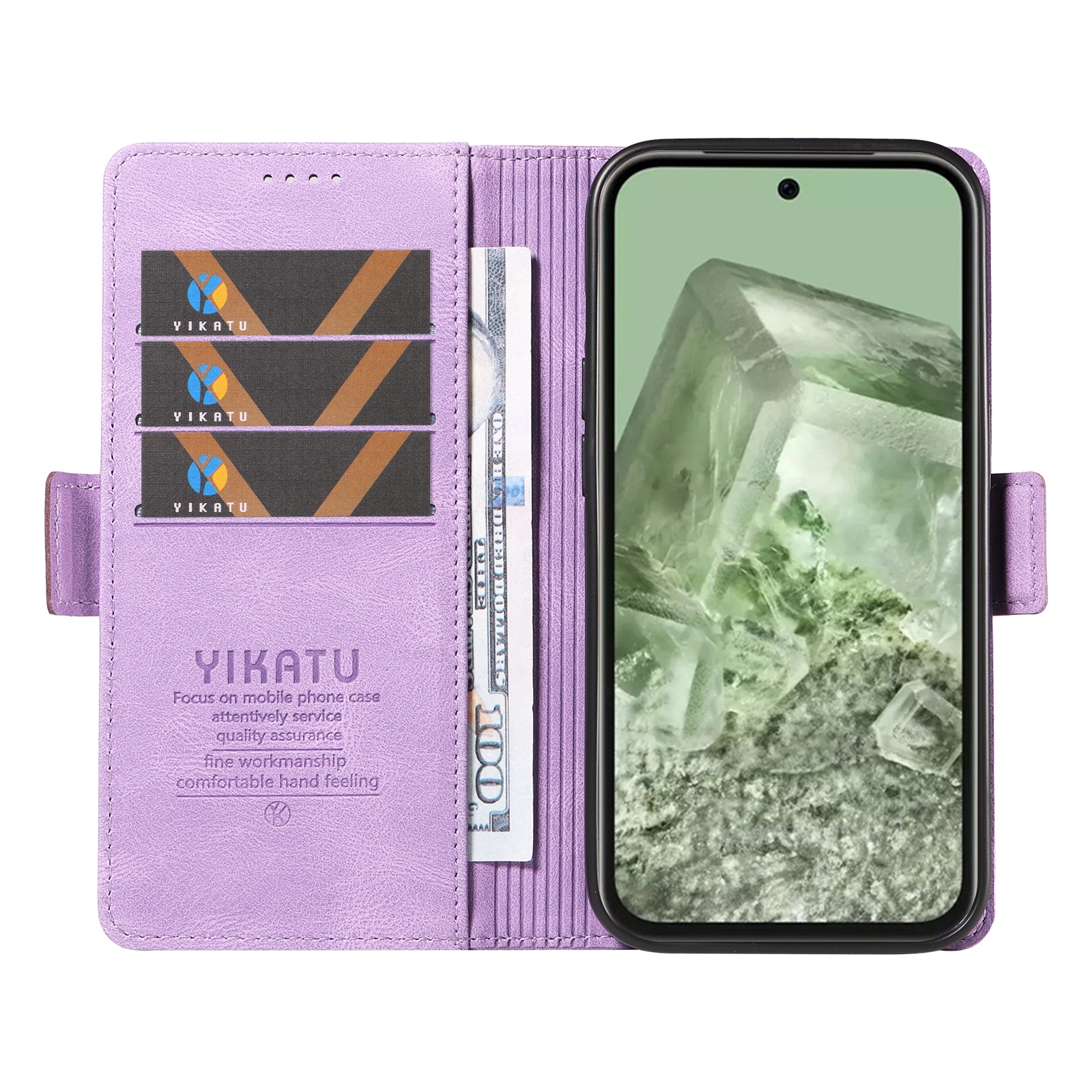 YIKATU YK-005 For Google Pixel 8a Case PU Leather Skin-touch Wallet Flip Phone Cover - Purple